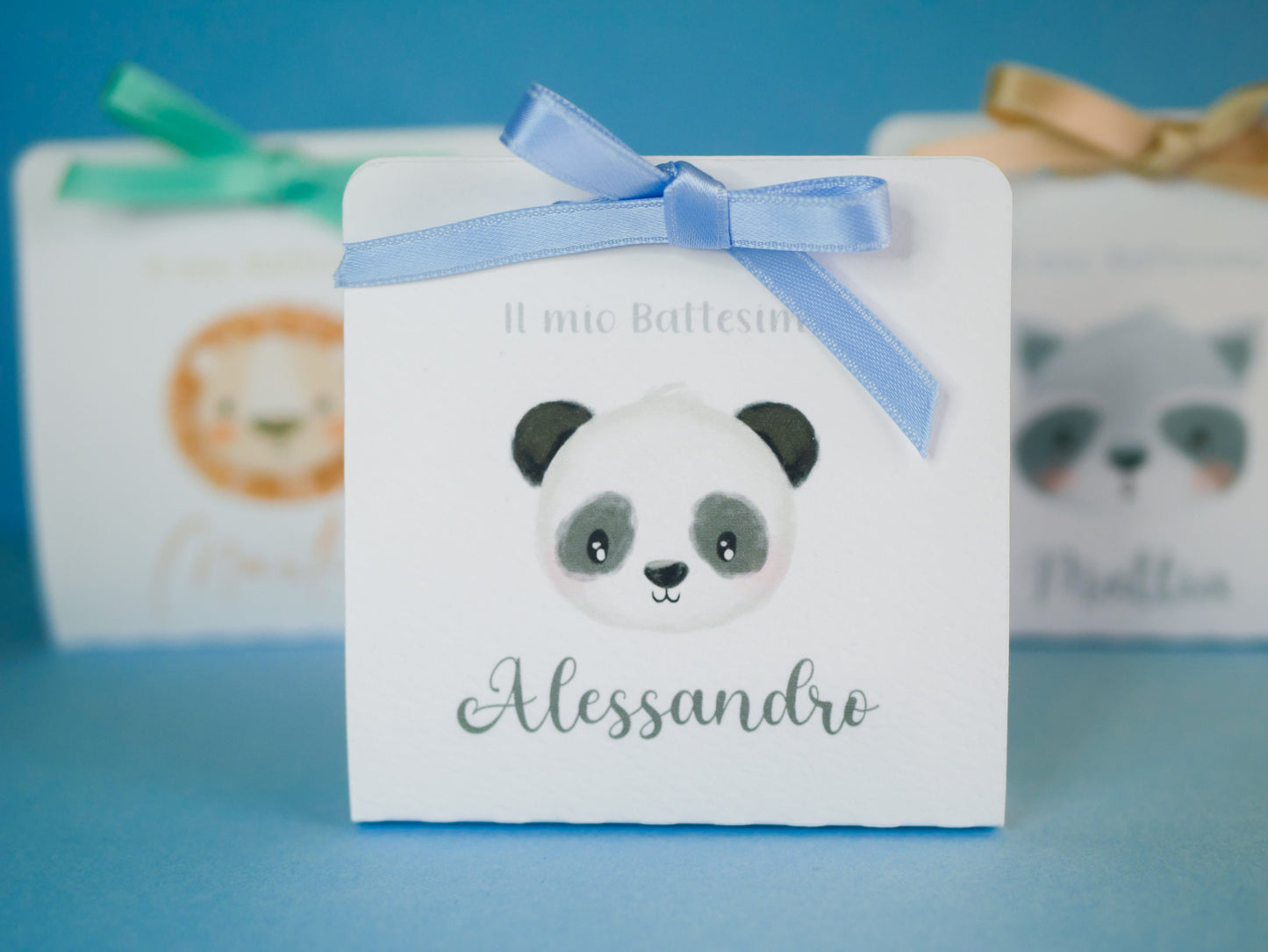 Scatolina battesimo, scatolina porta confetti nascita, bomboniera battesimo bambino con animali del bosco