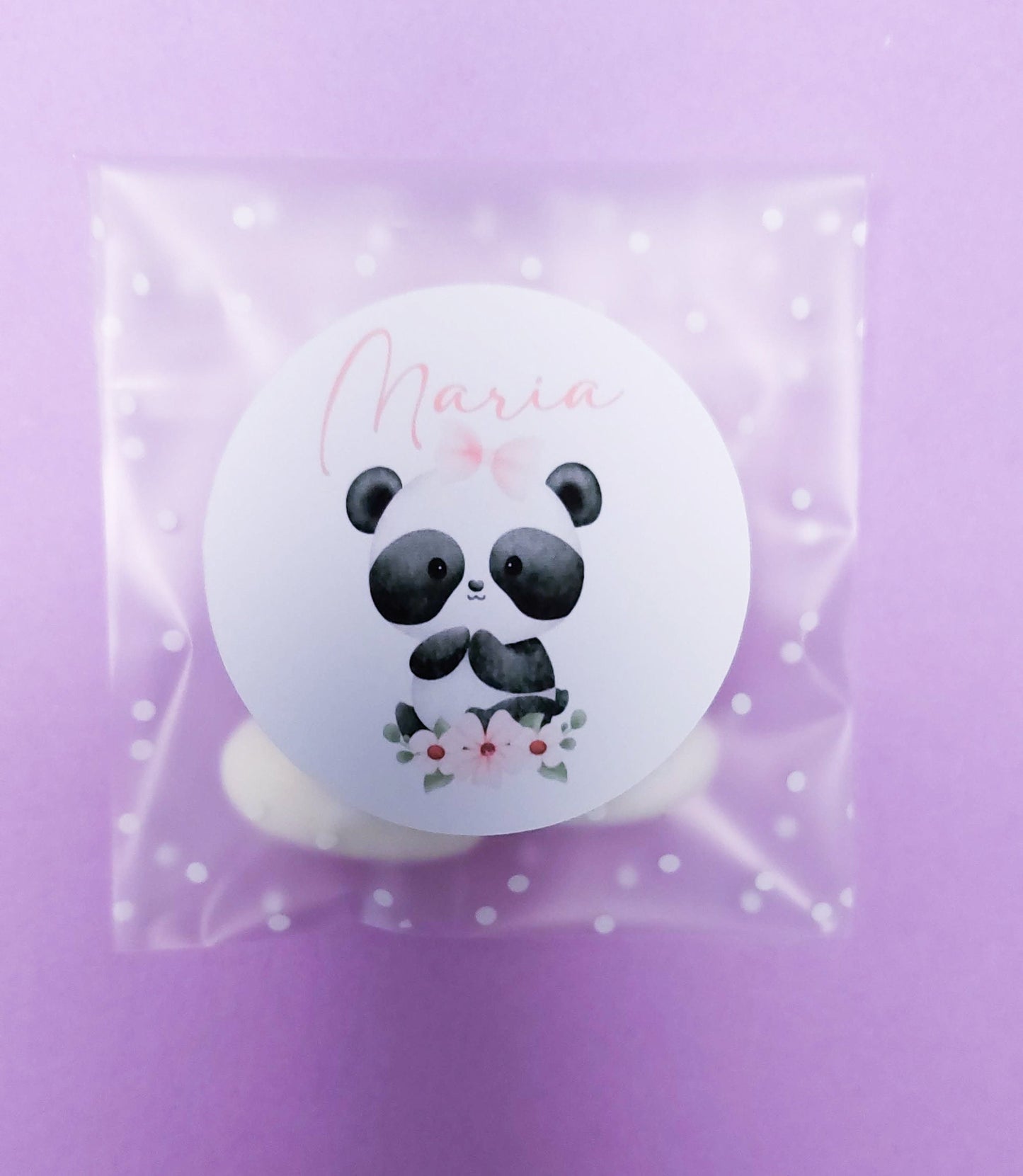 Bustine confetti battesimo con adesivo personalizzato, bomboniera nascita bambina con panda, bomboniera DIY fai da te, regalo ospiti