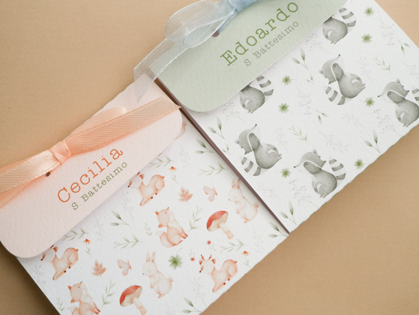 Scatolina battesimo animali del bosco, scatolina porta confetti nascita, bomboniera battesimo stile boho greenery