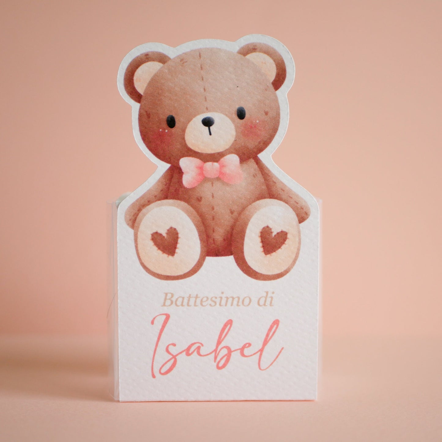 Scatolina Battesimo con orsetto personalizzata in pvc, bomboniera nascita, regalo ospiti battesimo, festa di compleanno bambina