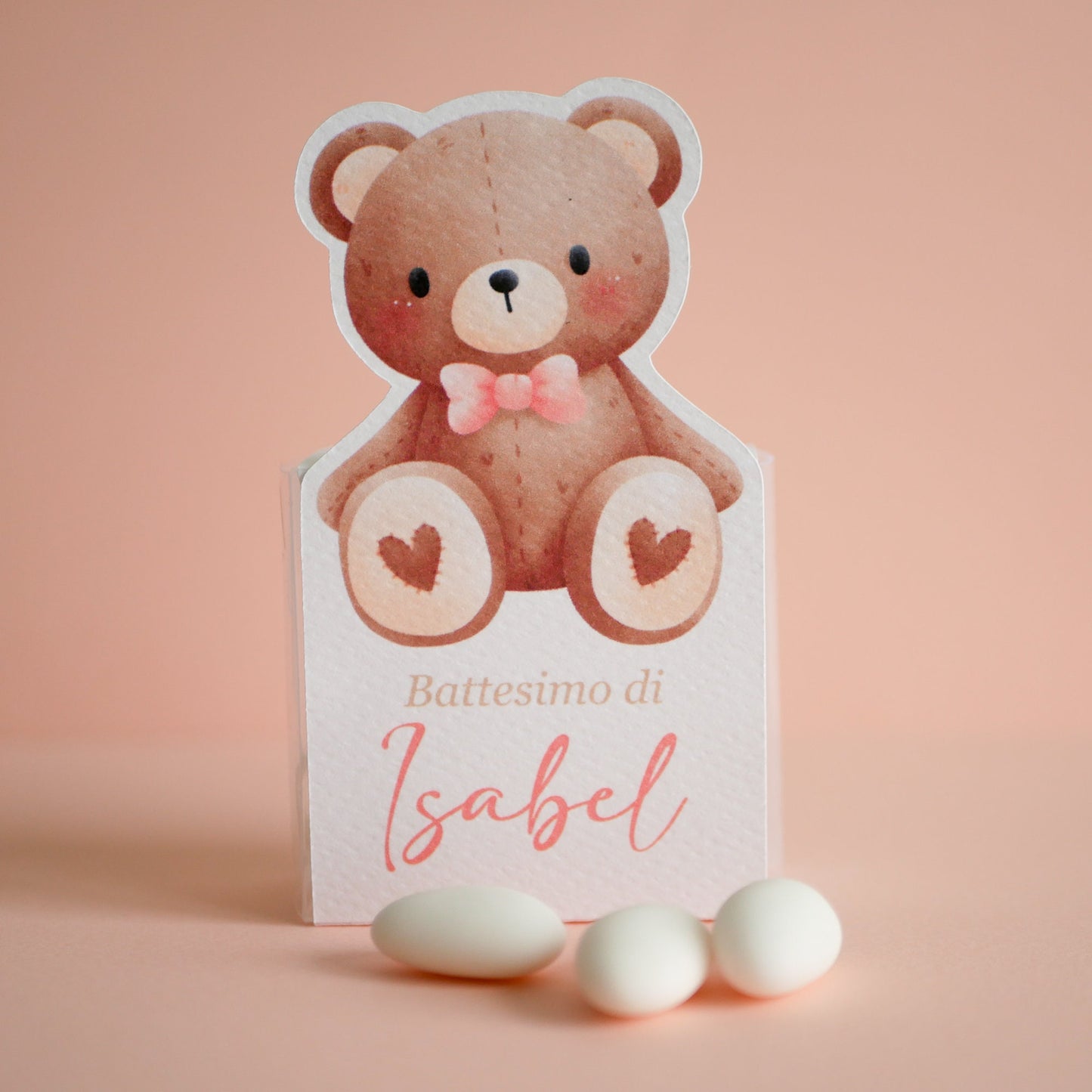 Scatolina Battesimo con orsetto personalizzata in pvc, bomboniera nascita, regalo ospiti battesimo, festa di compleanno bambina