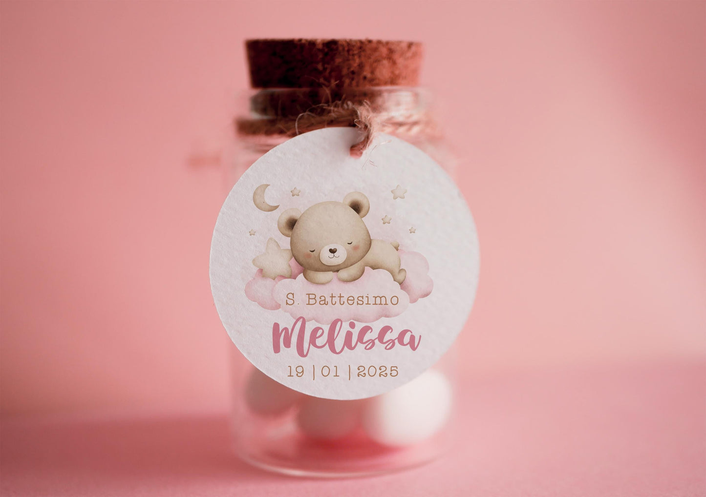 Tag orsetti per bomboniere Battesimo, orsetto che dorme bambino, tag orsetto bambina, Tag nascita bimbo teddy bear