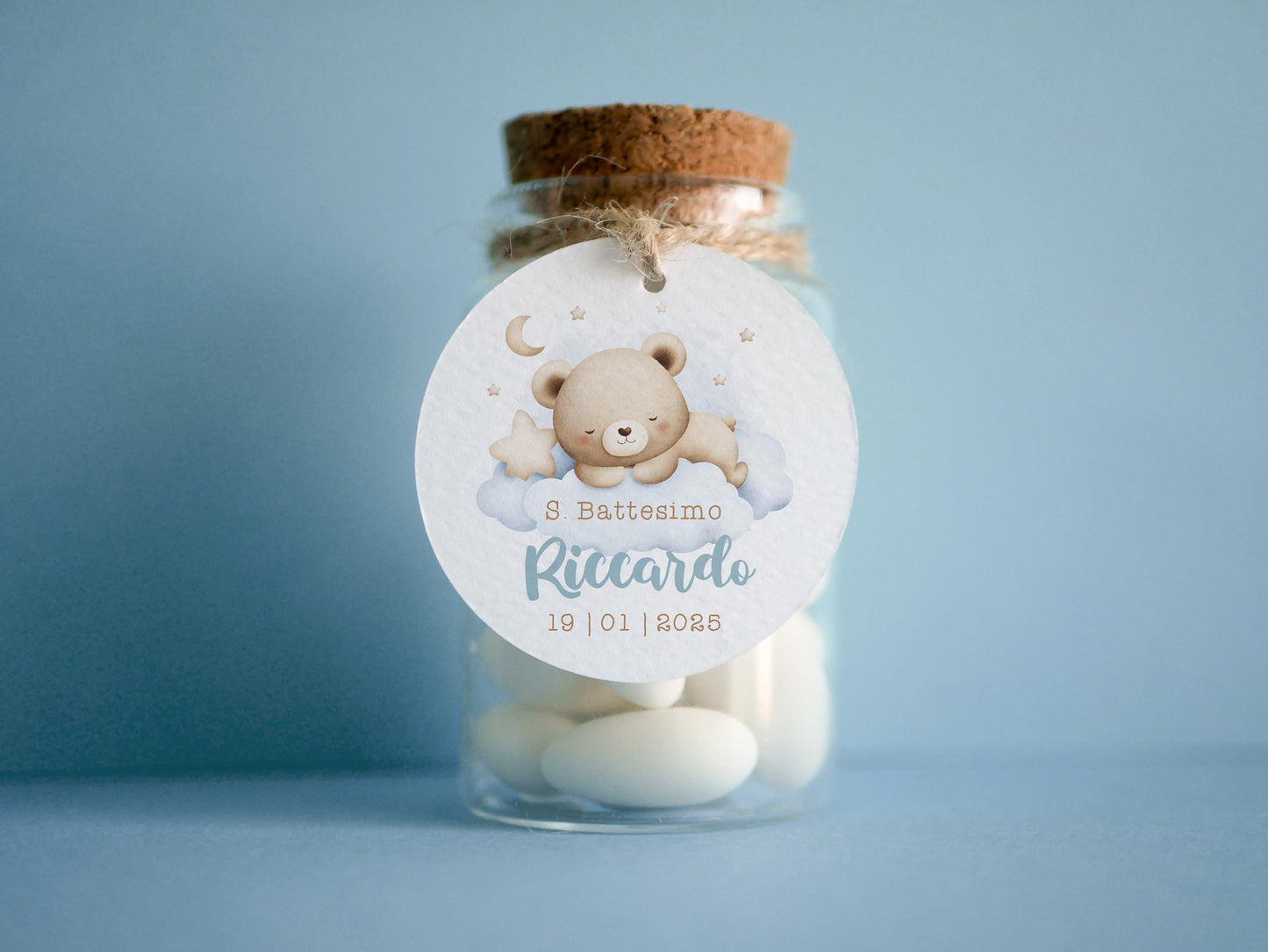 Tag orsetti per bomboniere Battesimo, orsetto che dorme bambino, tag orsetto bambina, Tag nascita bimbo teddy bear