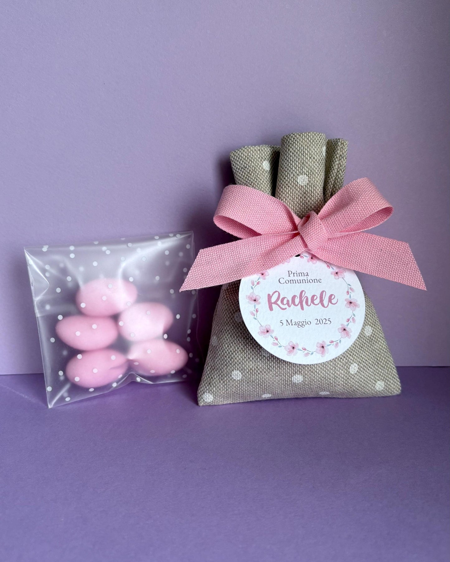 Tag tondi floreali sakura bambina per Battesimo, Prima Comunione, Santo Battesimo, tag Cresima fiori di ciliegio