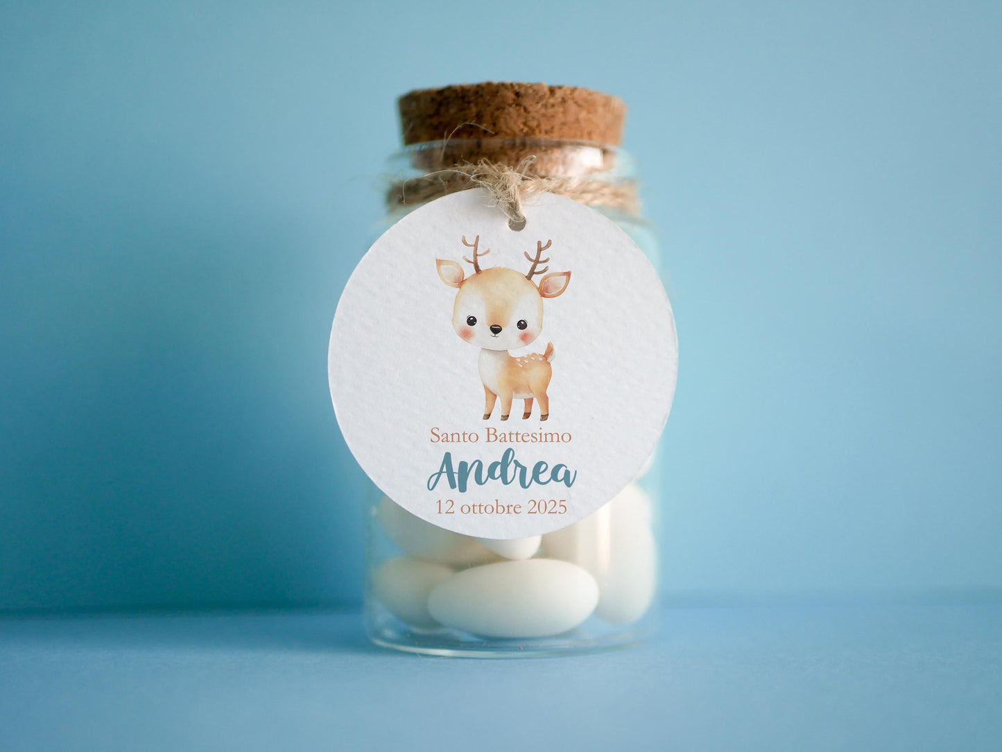 Tag con animali per bomboniere Battesimo originali bimbo, elefantino, orsetto bambino, cartellino nascita tartaruga, tigrotto, cerbiatto