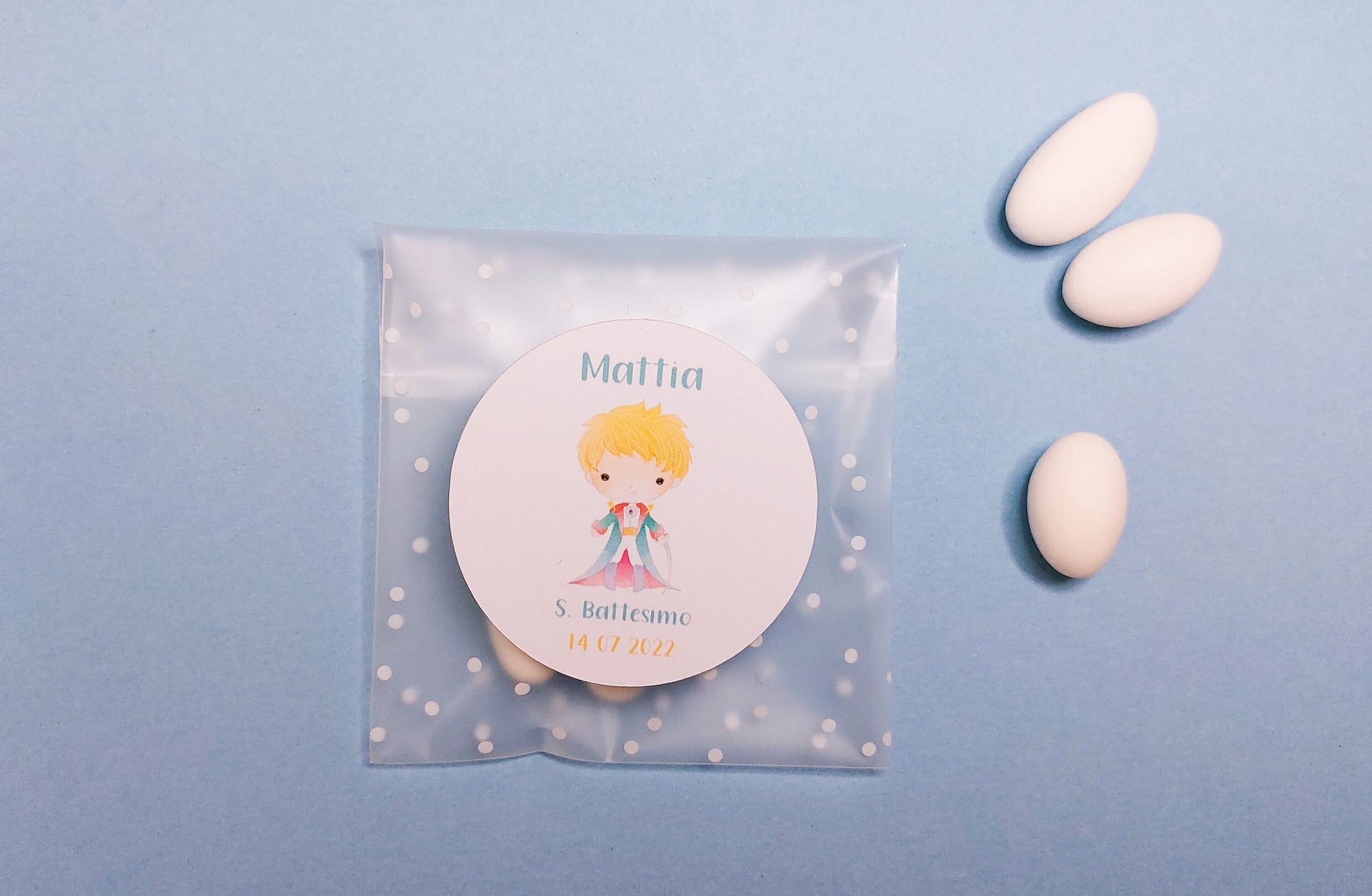 Bustine confetti battesimo con adesivo personalizzato, bomboniera nascita bambino Piccolo Principe, bomboniera DIY fai da te, regalo ospiti