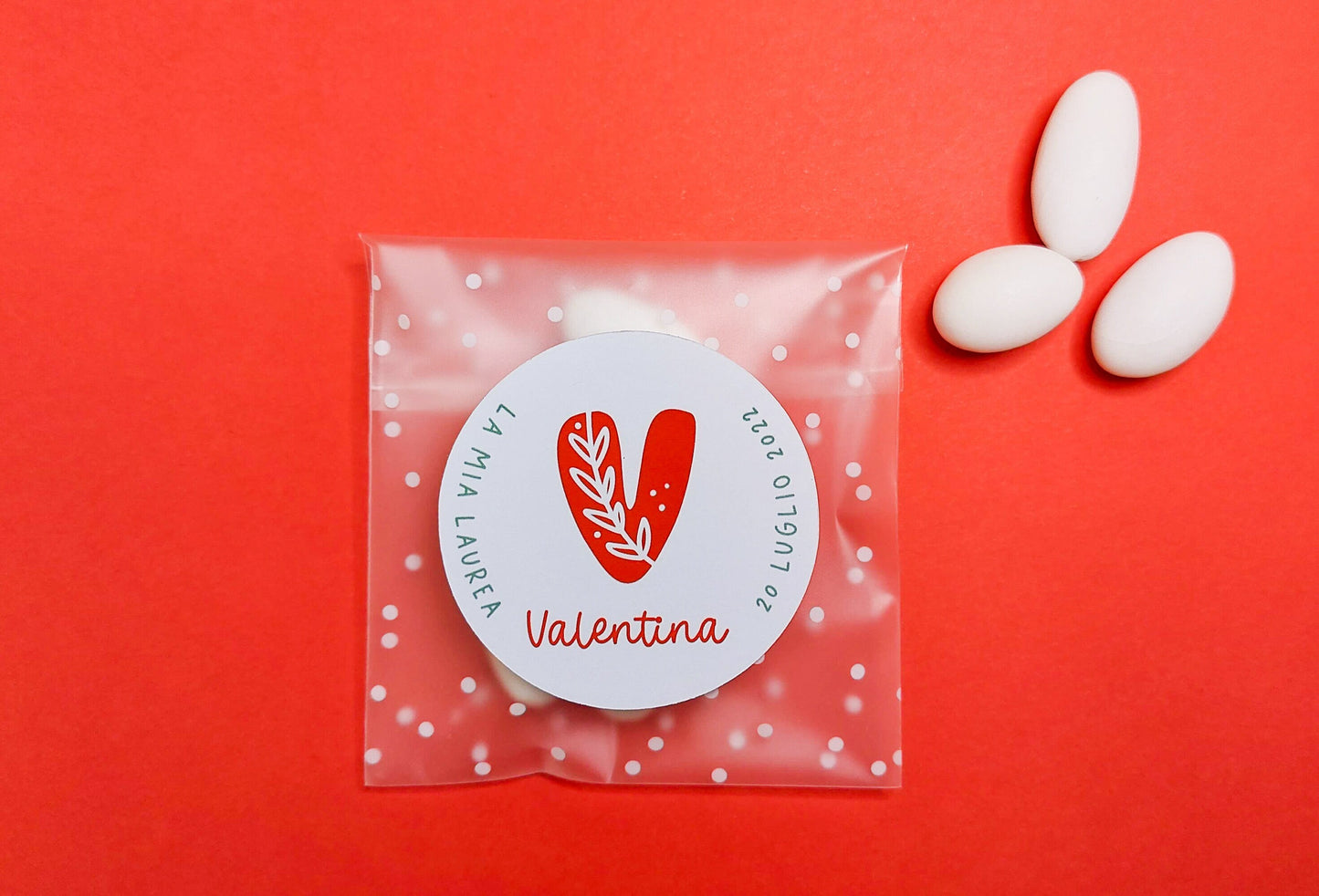 Bustine confetti per laurea con adesivo personalizzato, bomboniera diploma con iniziale monogramma, bomboniera fai da te