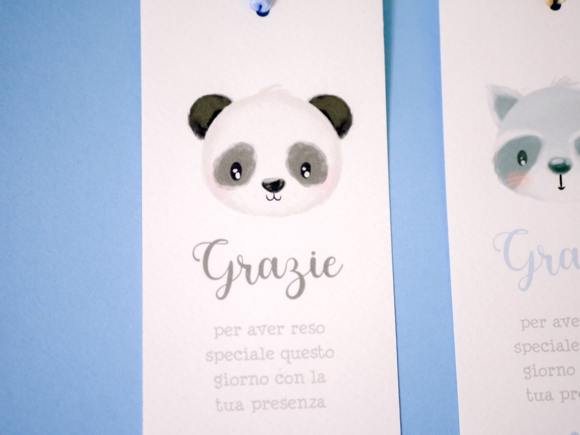 Segnalibro Battesimo bambino con animali, segnaposto panda, segnaposto tavola Comunione leone, segnalibro Cresima procione