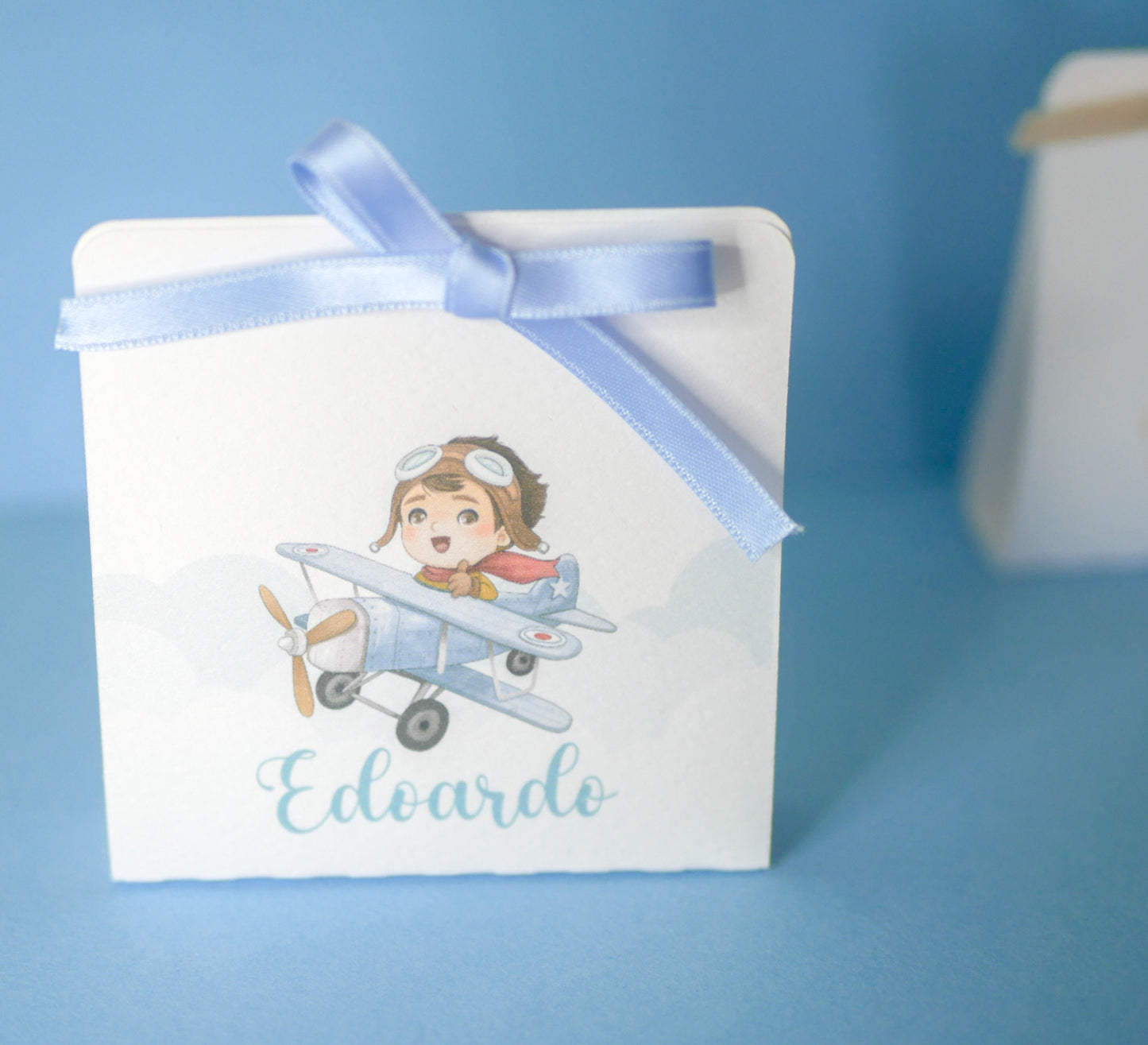 Scatolina battesimo, scatolina porta confetti nascita, bomboniera battesimo bambino con piccolo principe e pilota