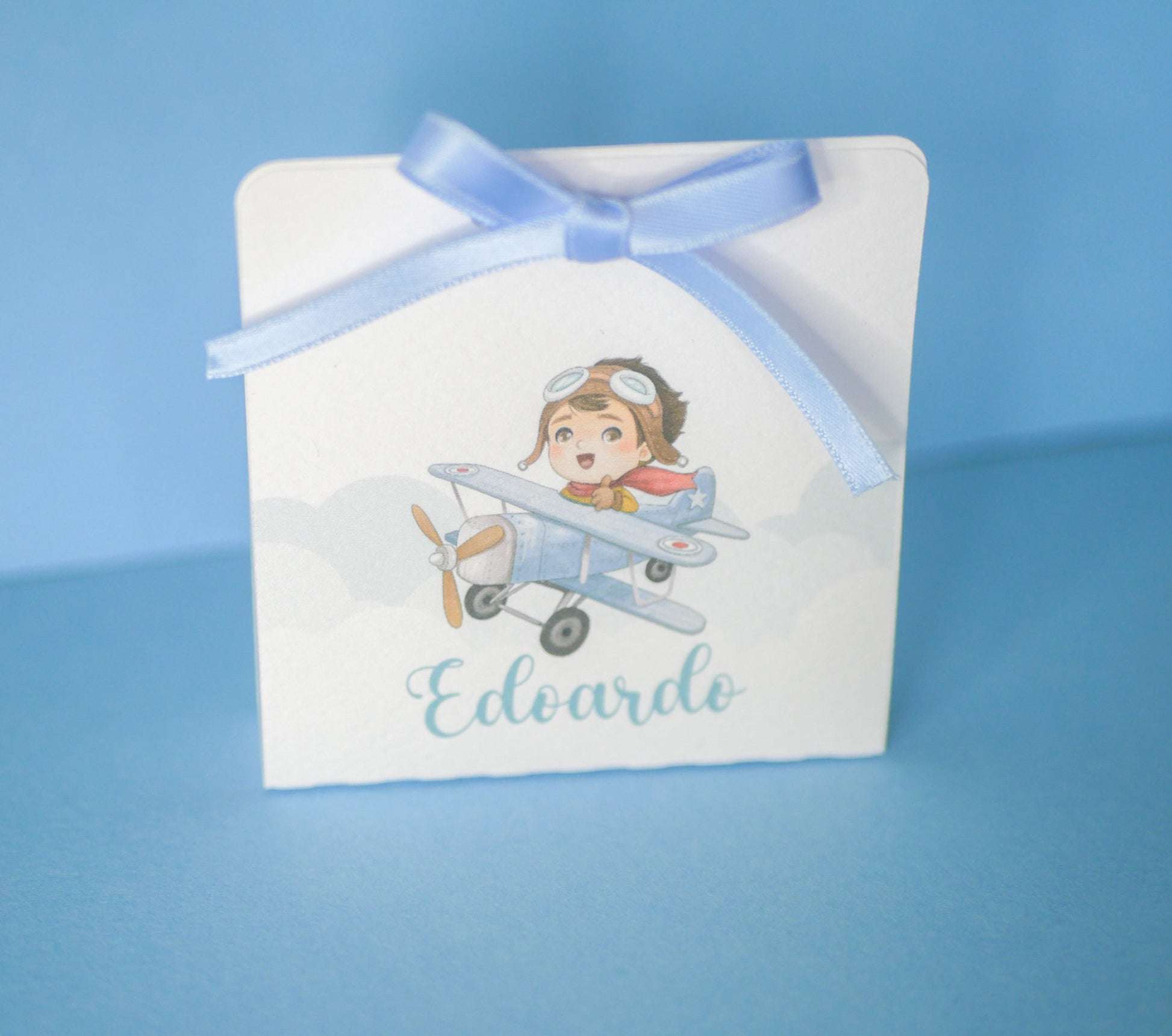 Scatolina battesimo, scatolina porta confetti nascita, bomboniera battesimo bambino con piccolo principe e pilota