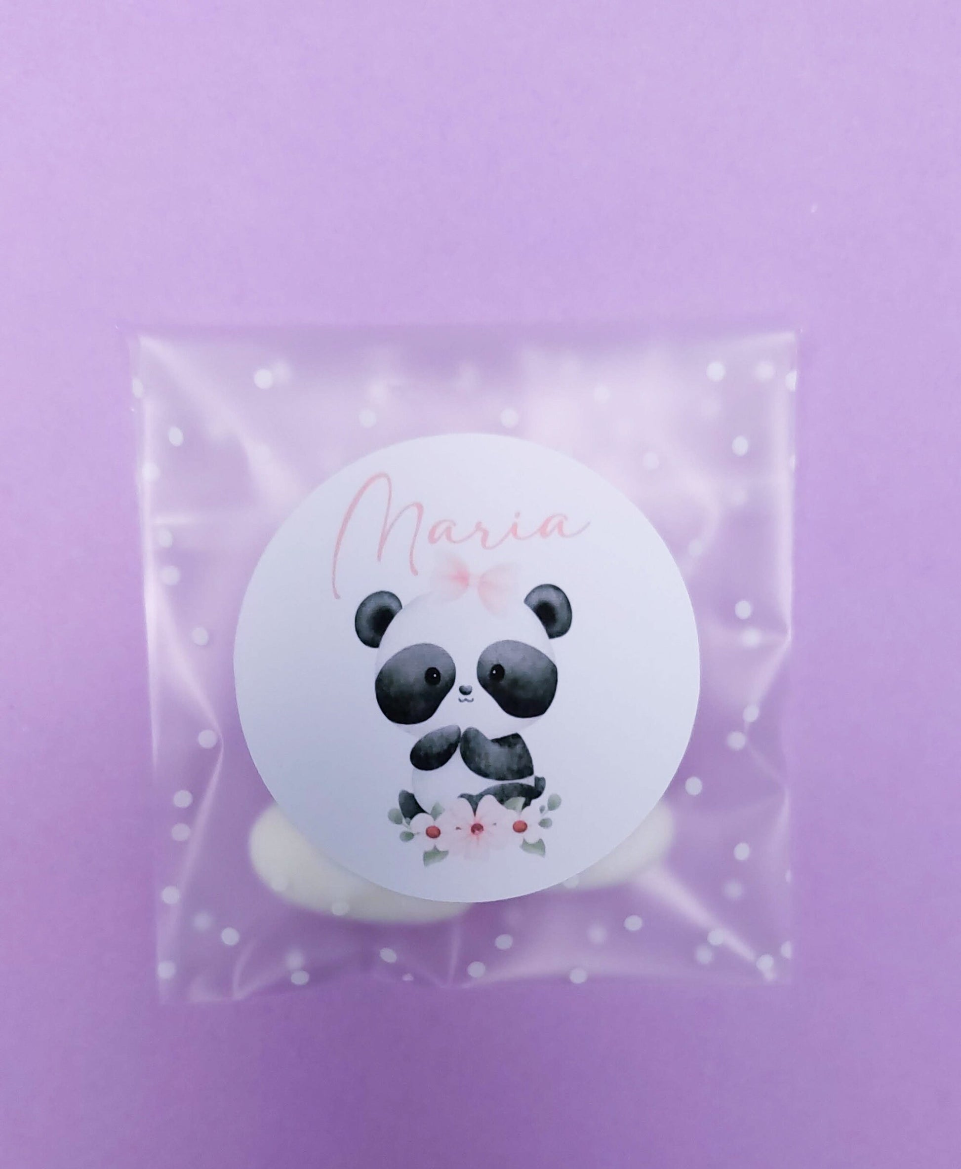 Bustine confetti battesimo con adesivo personalizzato, bomboniera nascita bambina con panda, bomboniera DIY fai da te, regalo ospiti