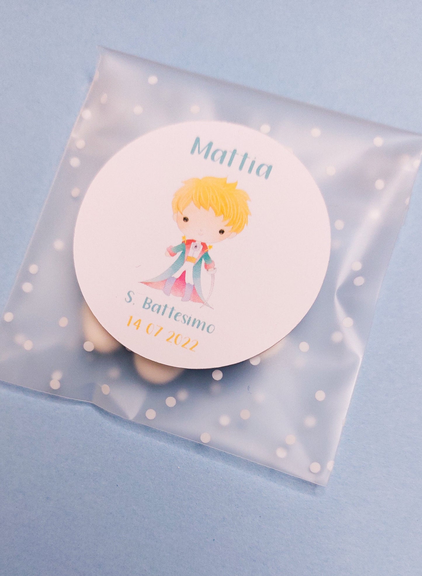 Bustine confetti battesimo con adesivo personalizzato, bomboniera nascita bambino Piccolo Principe, bomboniera DIY fai da te, regalo ospiti