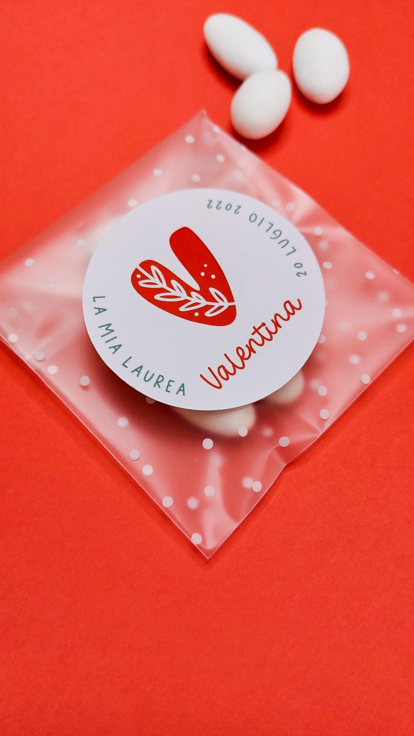 Bustine confetti per laurea con adesivo personalizzato, bomboniera diploma con iniziale monogramma, bomboniera fai da te