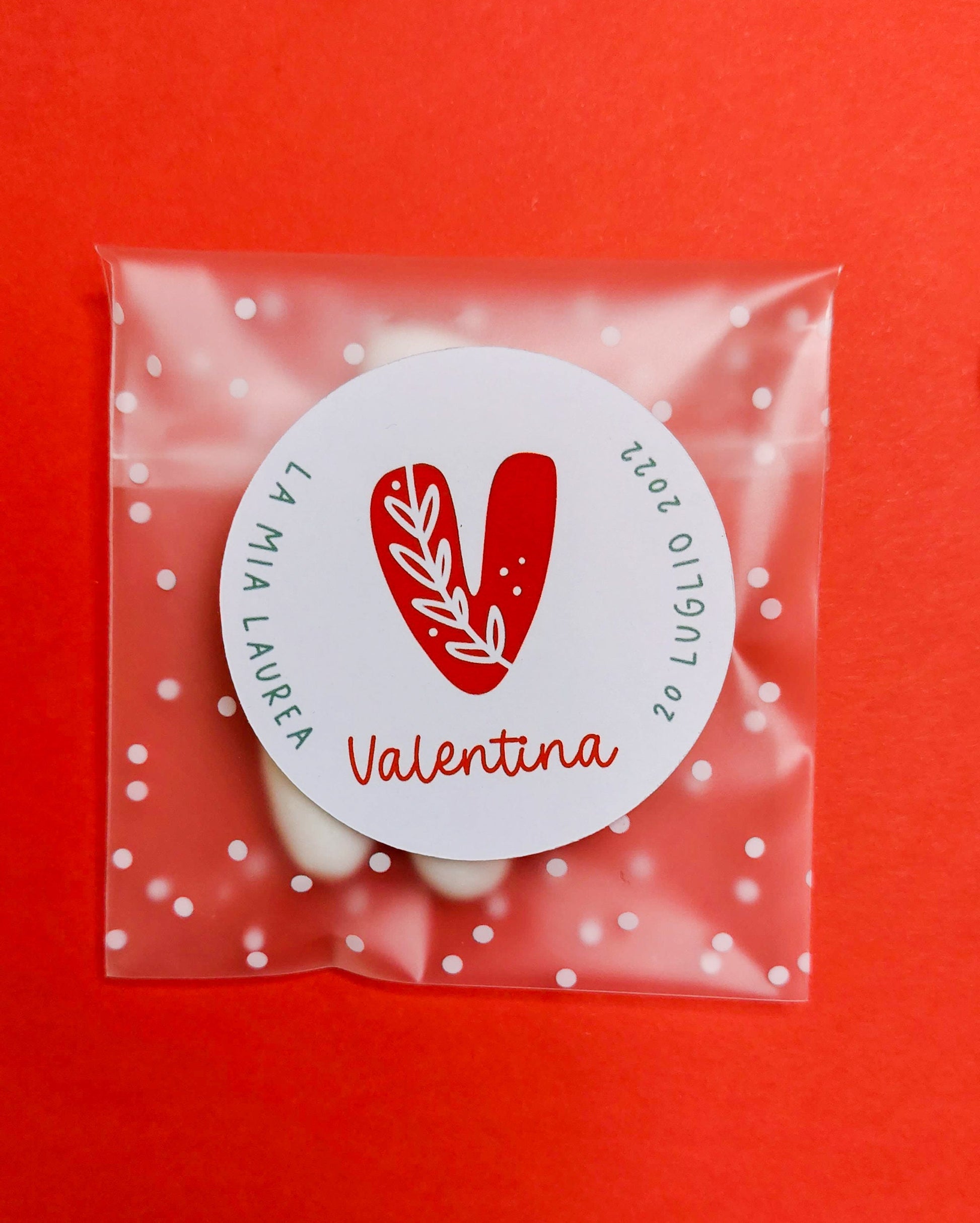 Bustine confetti per laurea con adesivo personalizzato, bomboniera diploma con iniziale monogramma, bomboniera fai da te