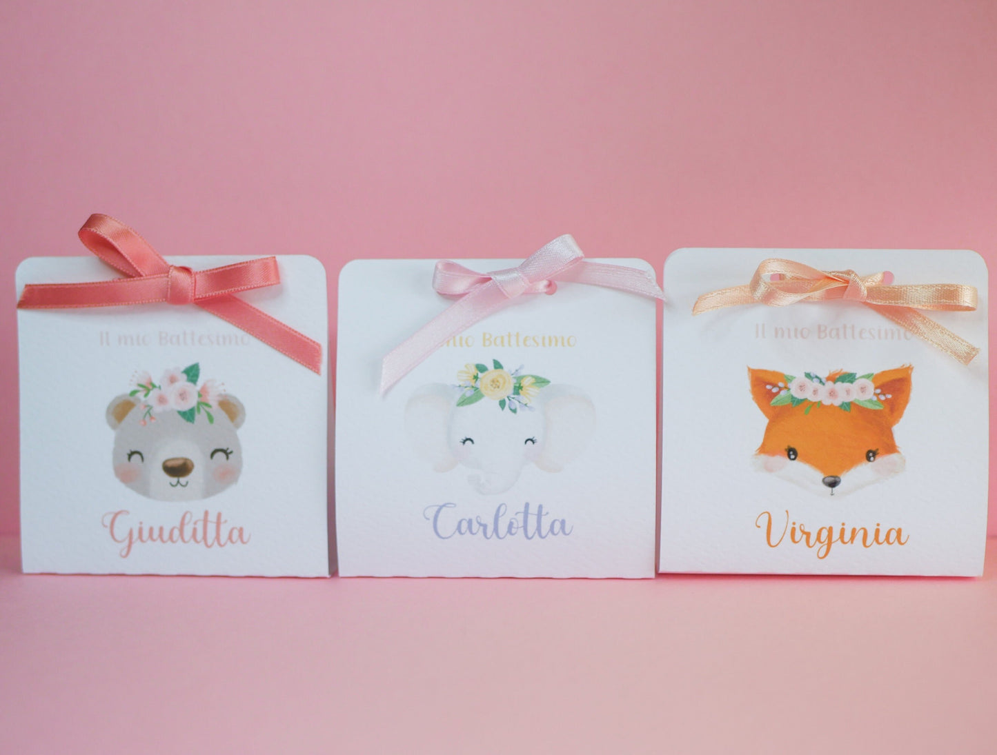 Scatolina battesimo, scatolina porta confetti nascita, bomboniera battesimo bambina animali del bosco