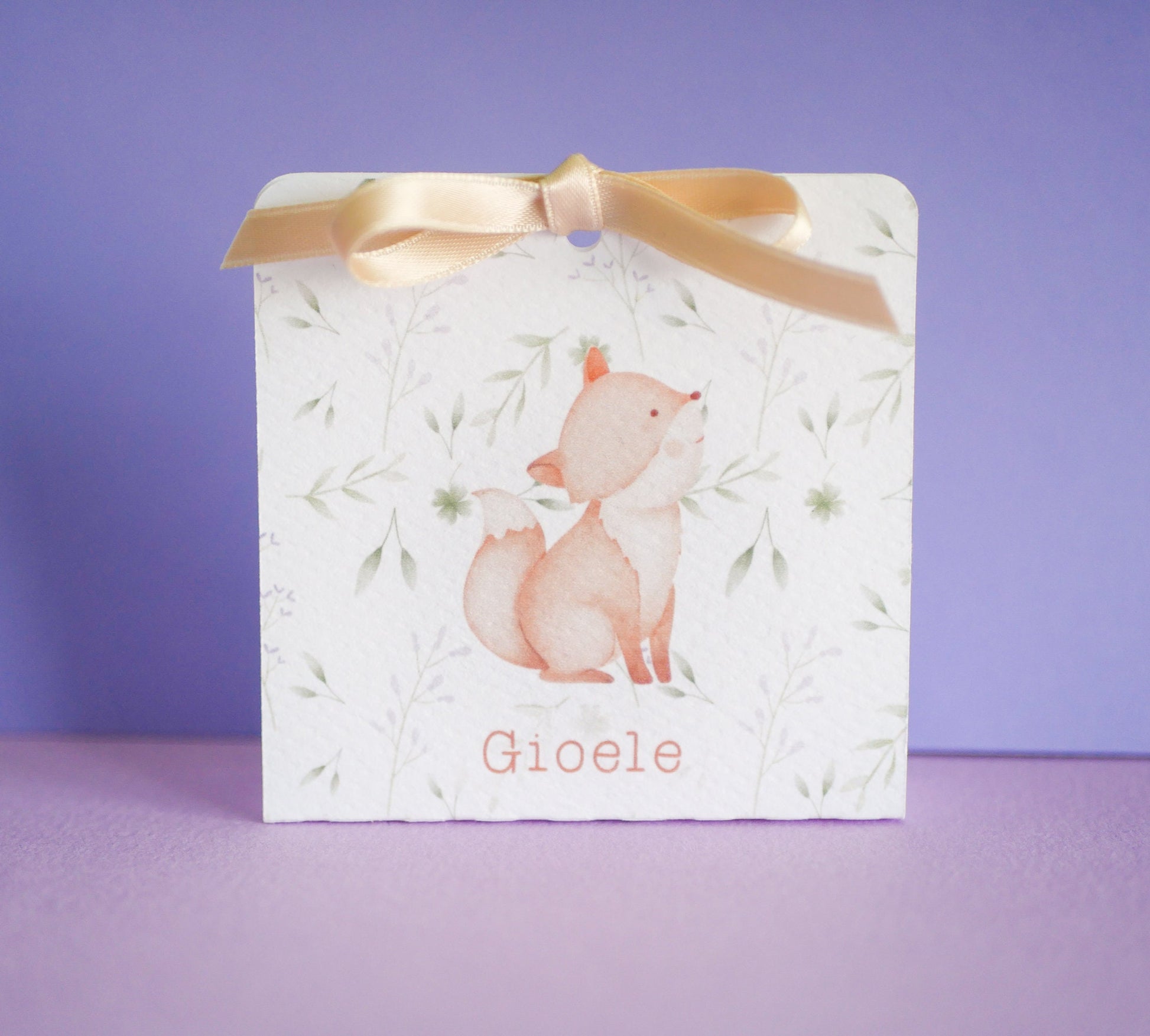 Scatolina battesimo bambina, scatolina porta confetti nascita, bomboniera battesimo bambino con animali del bosco e pattern greenery