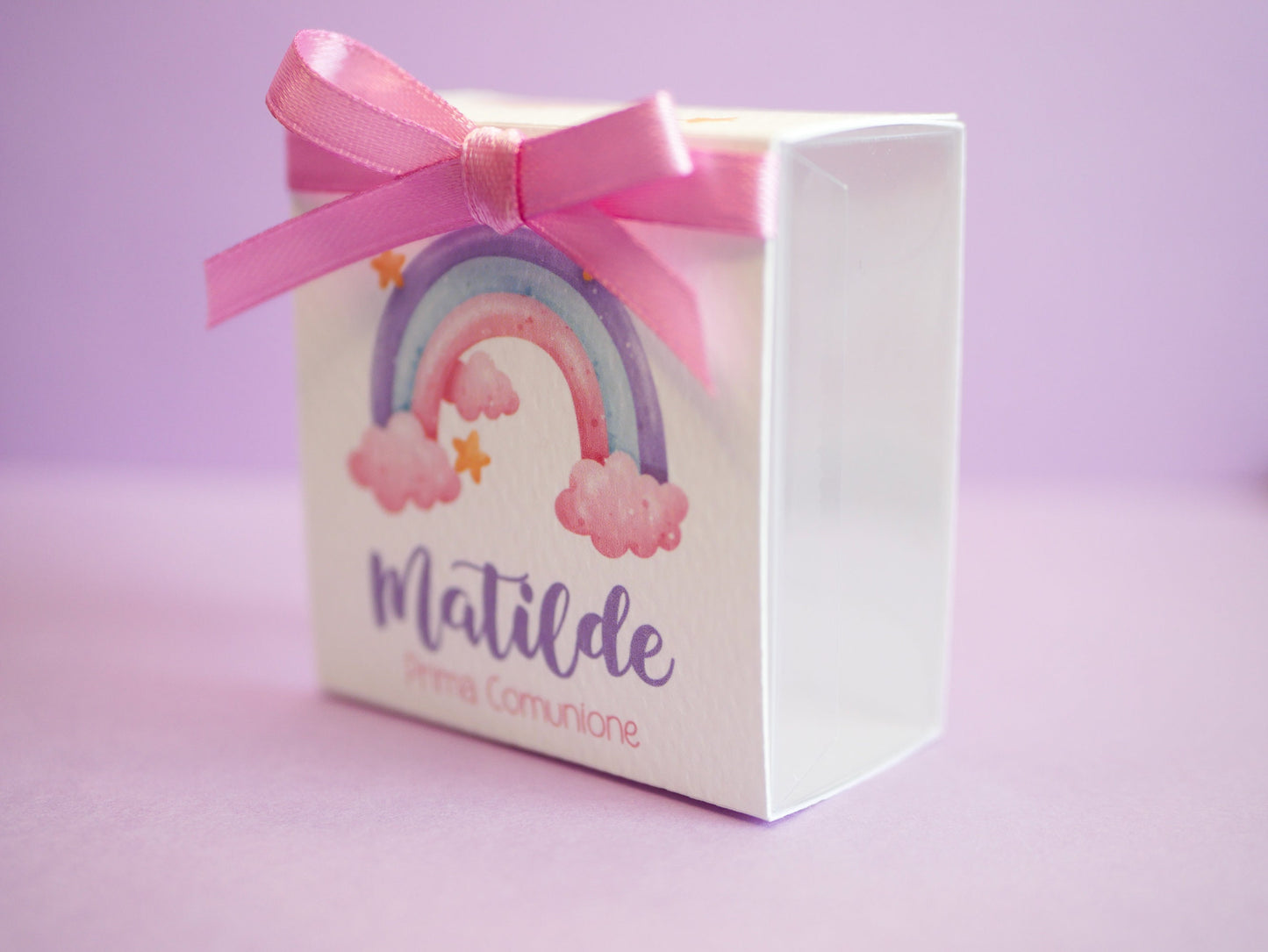 Scatolina Prima Comunione personalizzata in pvc, bomboniera nascita, regalo ospiti battesimo, festa di compleanno