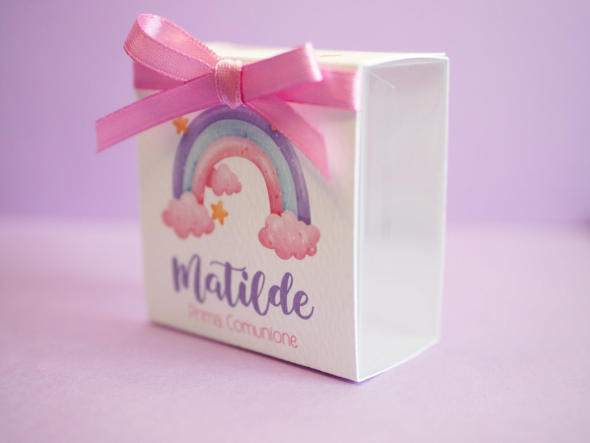 Scatolina Prima Comunione personalizzata in pvc, bomboniera nascita, regalo ospiti battesimo, festa di compleanno