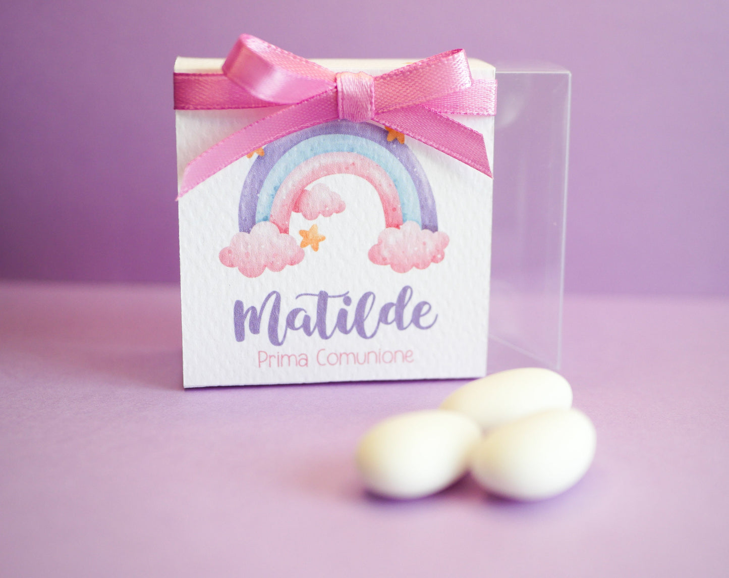 Scatolina Prima Comunione personalizzata in pvc, bomboniera nascita, regalo ospiti battesimo, festa di compleanno