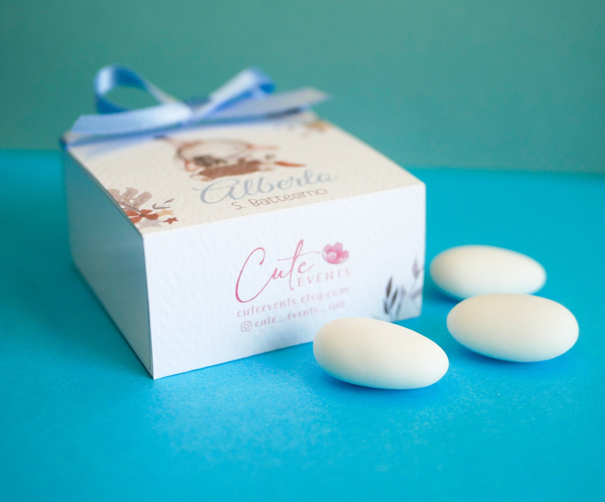 Scatolina coniglietto Battesimo personalizzata in pvc, bomboniera nascita, regalo ospiti battesimo, festa di compleanno