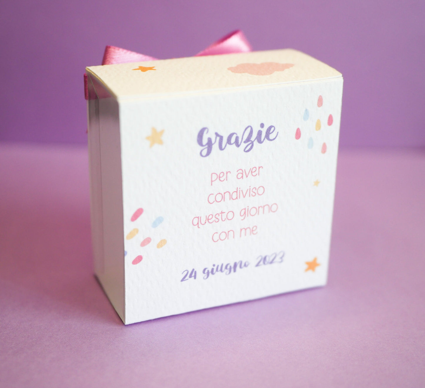 Scatolina Prima Comunione personalizzata in pvc, bomboniera nascita, regalo ospiti battesimo, festa di compleanno