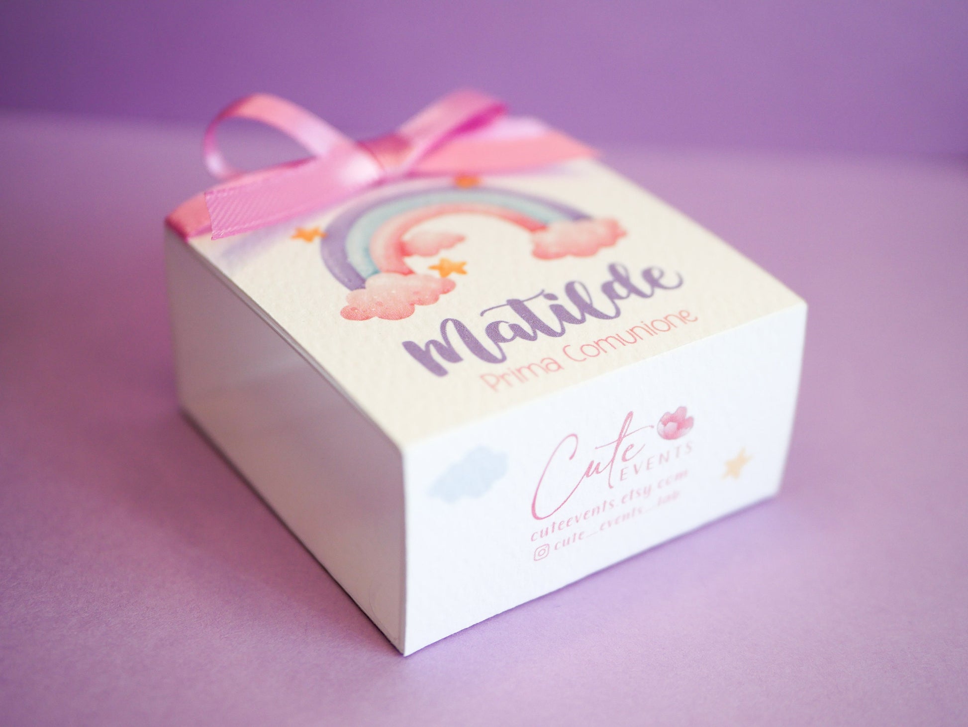 Scatolina Prima Comunione personalizzata in pvc, bomboniera nascita, regalo ospiti battesimo, festa di compleanno