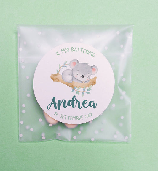 Bustine confetti battesimo con koala, adesivo personalizzato, bomboniera nascita bambina rosa, bomboniera DIY fai da te, regalo ospiti