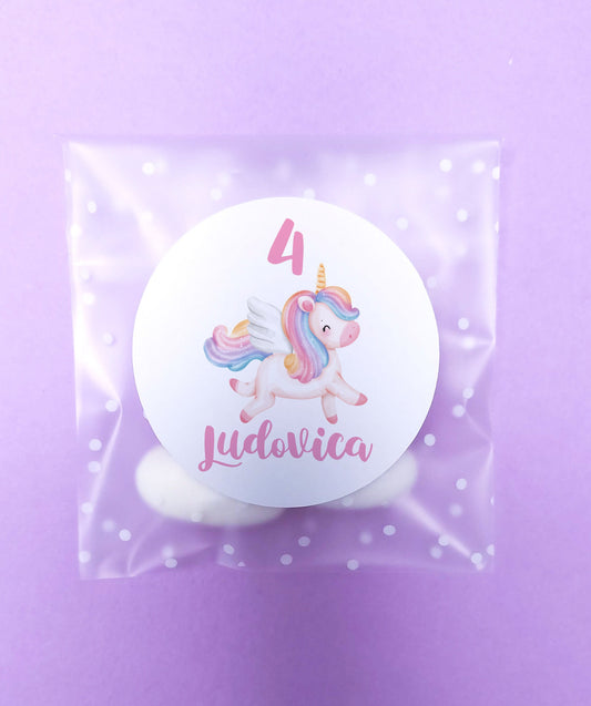 Bustine confetti compleanno con adesivo personalizzato, bomboniera nascita bambina con unicorno, bomboniera DIY fai da te, regalo ospiti