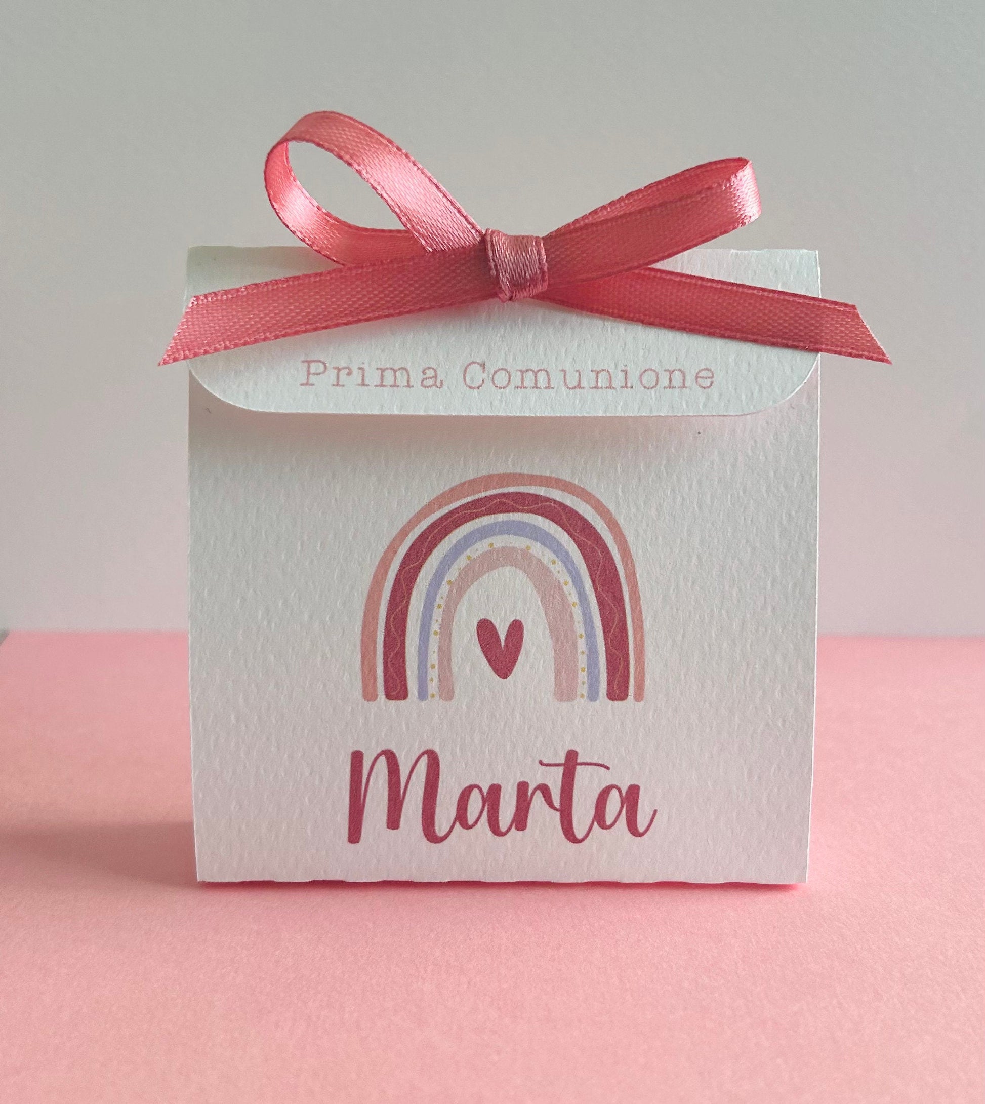 Scatolina battesimo arcobaleno, scatolina porta confetti nascita, bomboniera battesimo arcobaleno stile boho