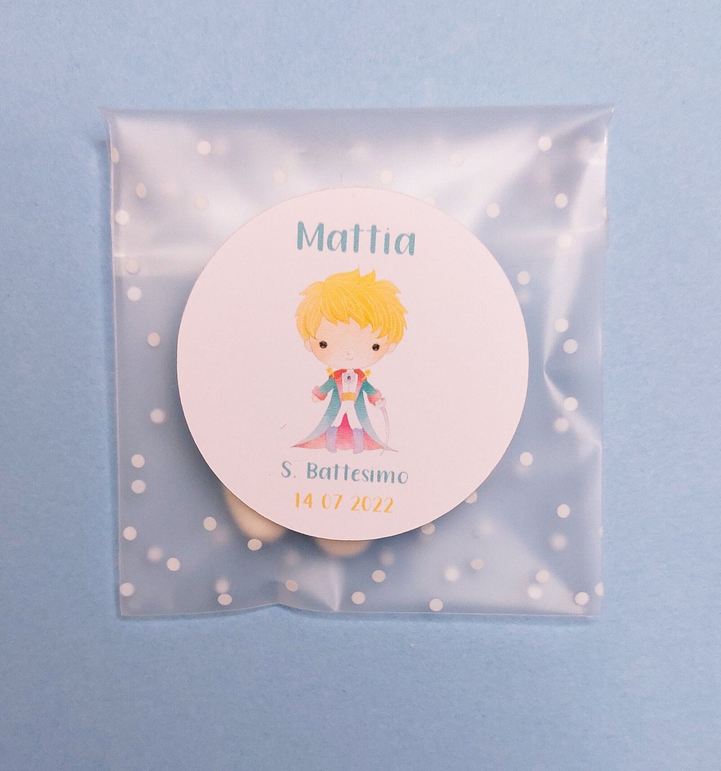 Bustine confetti battesimo con adesivo personalizzato, bomboniera nascita bambino Piccolo Principe, bomboniera DIY fai da te, regalo ospiti