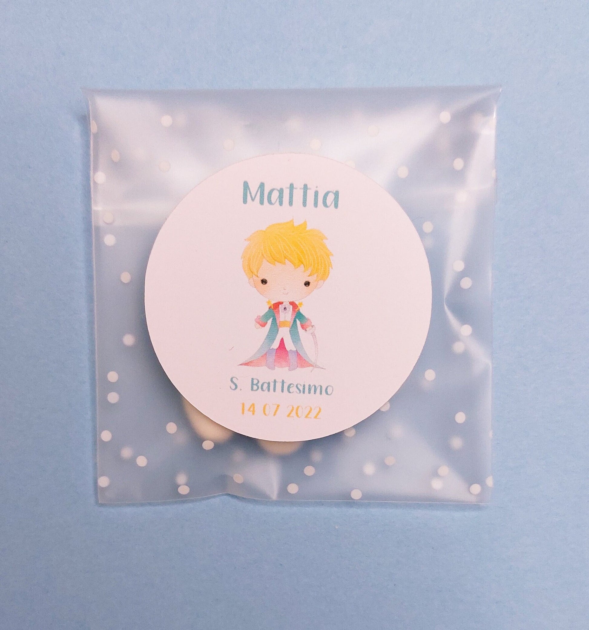 Bustine confetti battesimo con adesivo personalizzato, bomboniera nascita bambino Piccolo Principe, bomboniera DIY fai da te, regalo ospiti