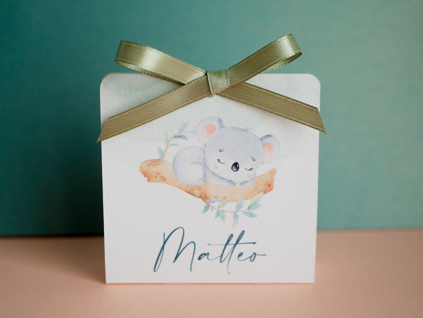 Scatolina battesimo bambina con koala, scatolina porta confetti nascita, bomboniera battesimo bambino con illustrazioni acquerello