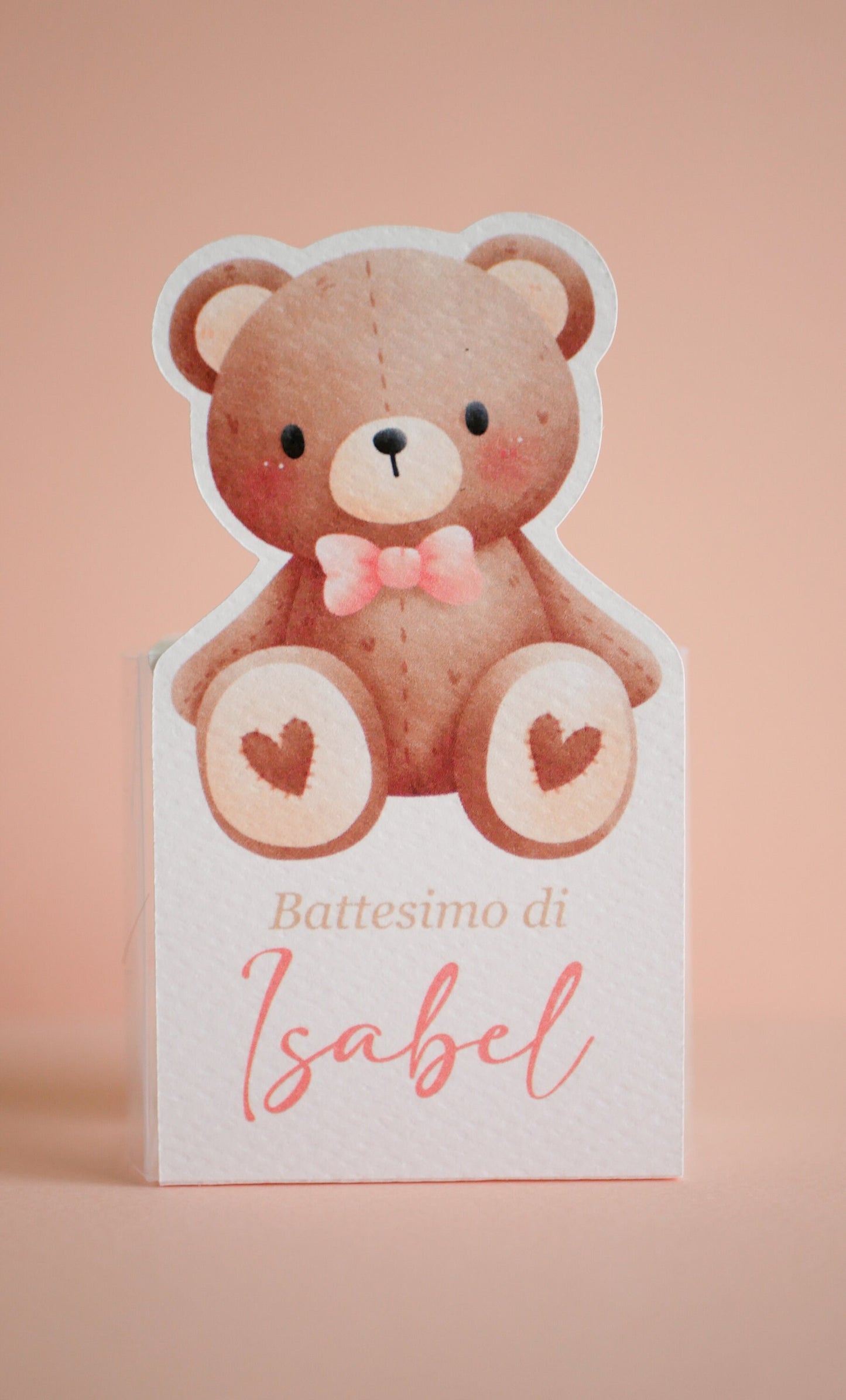 Scatolina Battesimo con orsetto personalizzata in pvc, bomboniera nascita, regalo ospiti battesimo, festa di compleanno bambina