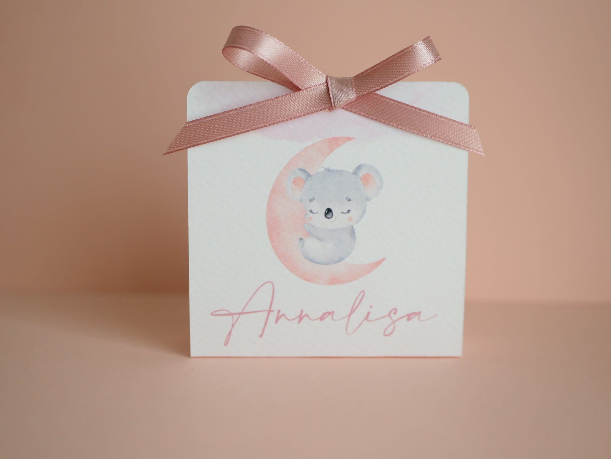 Scatolina battesimo bambina con koala, scatolina porta confetti nascita, bomboniera battesimo bambino con illustrazioni acquerello