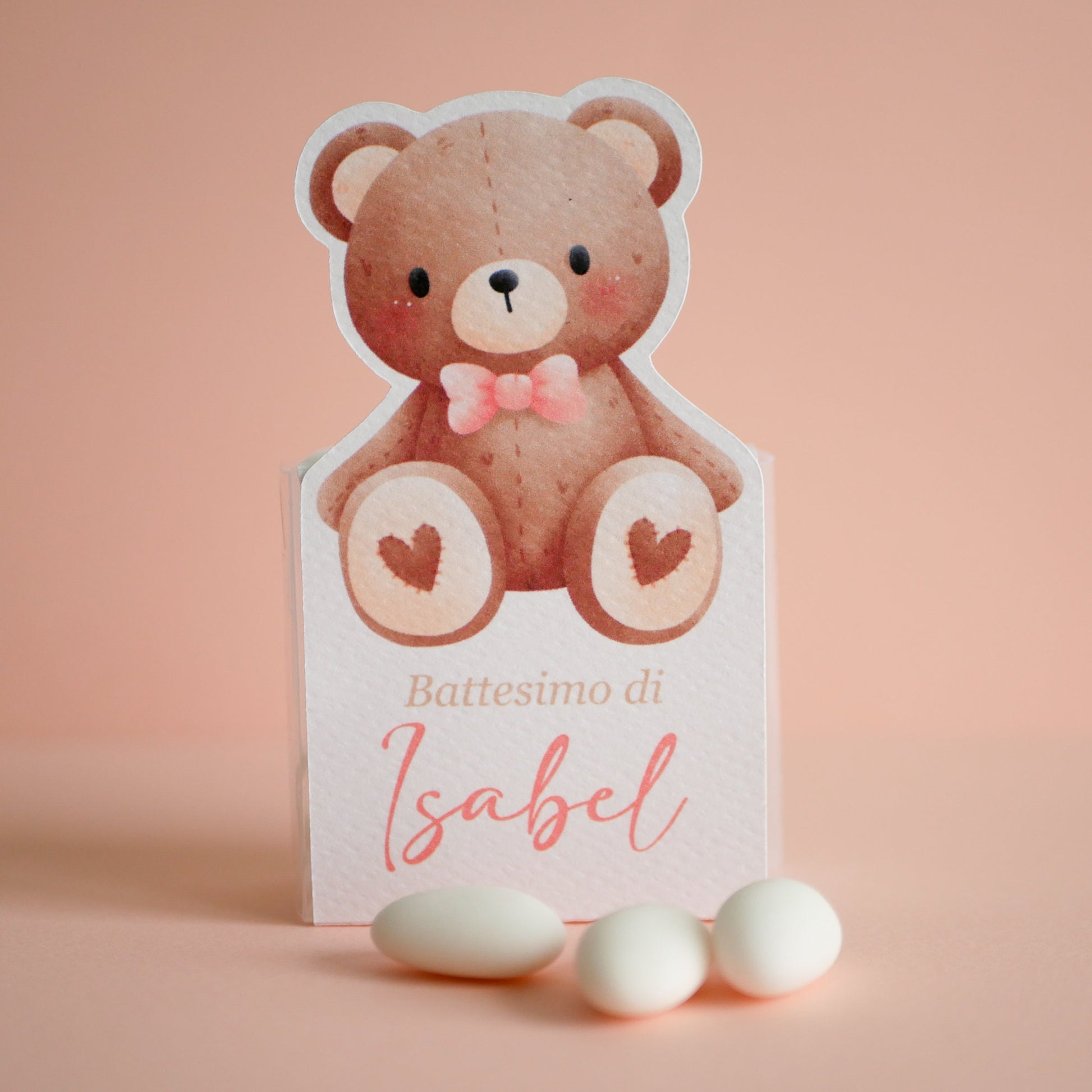 Scatolina Battesimo con orsetto personalizzata in pvc, bomboniera nascita, regalo ospiti battesimo, festa di compleanno bambina