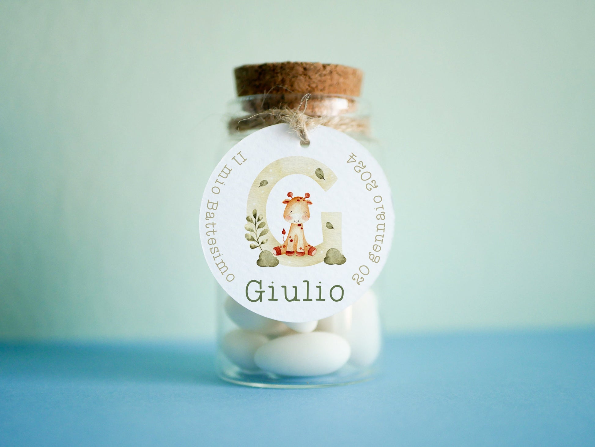 Tag tondi Battesimo bambino con piccolo principe, tag con animali, bomboniera Comunione elefantino, tag Cresima giraffa