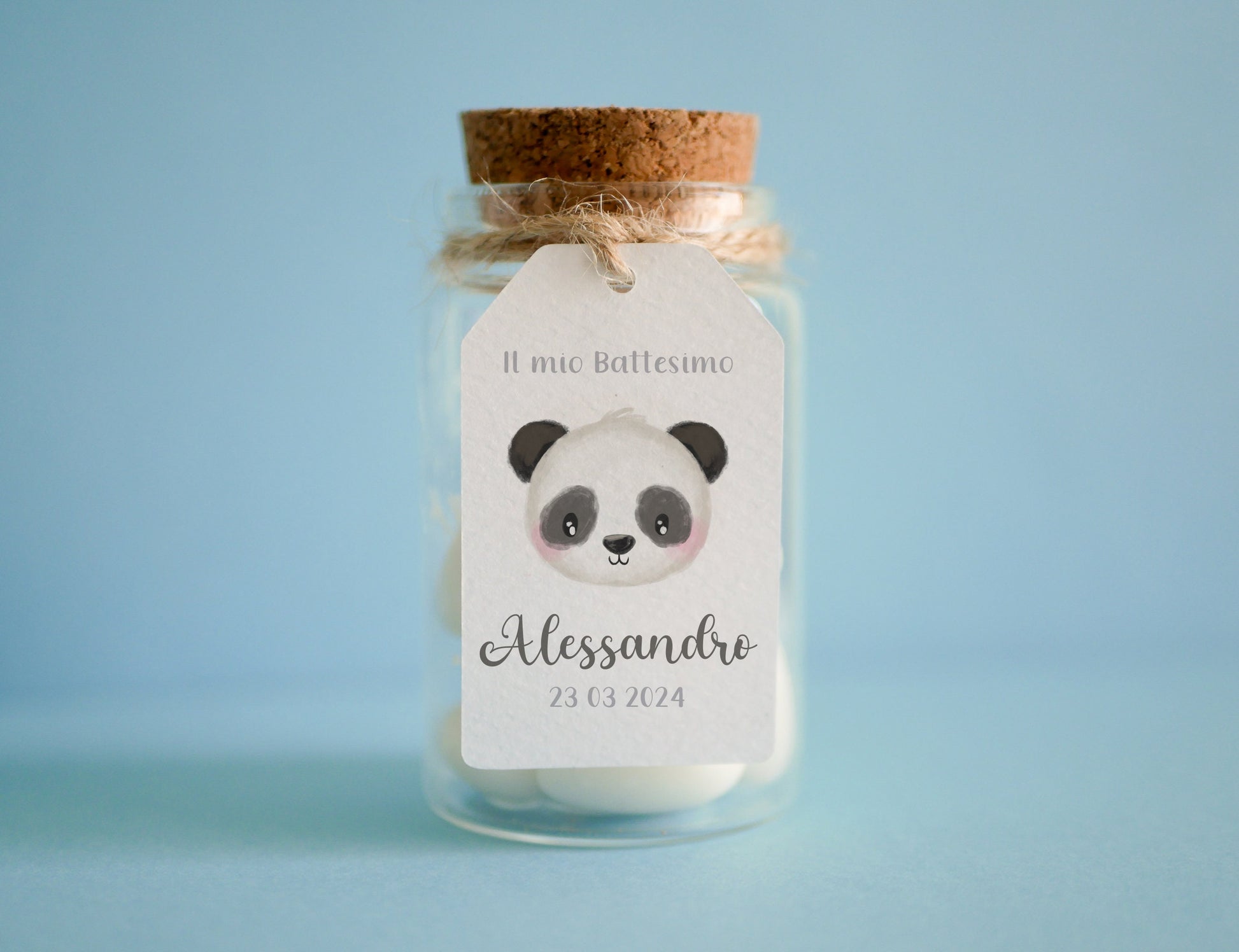 Tag rettangolari Battesimo bambino con animali, segnaposto leone, segnatavola Comunione panda, tag Cresima procione