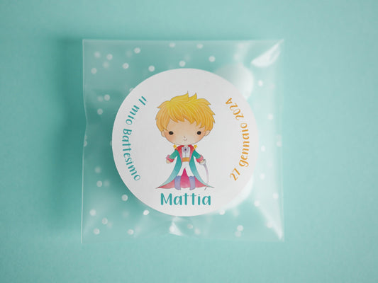 Bustine confetti battesimo con adesivo personalizzato, bomboniera nascita bambino Piccolo Principe, bomboniera DIY fai da te, regalo ospiti