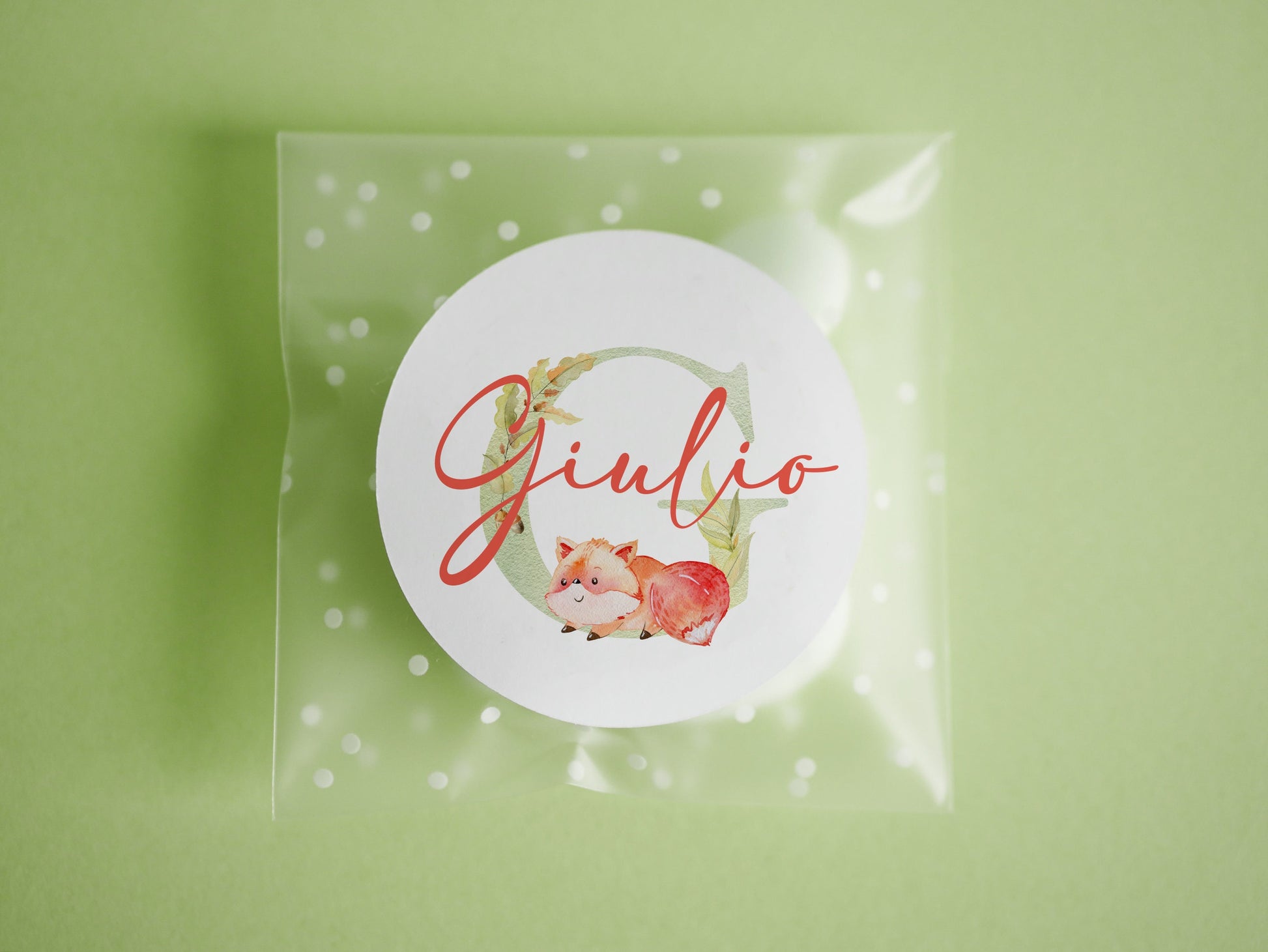 Bustine confetti battesimo con adesivo personalizzato, bomboniera nascita con iniziale e volpe, bomboniera DIY fai da te, regalo ospiti