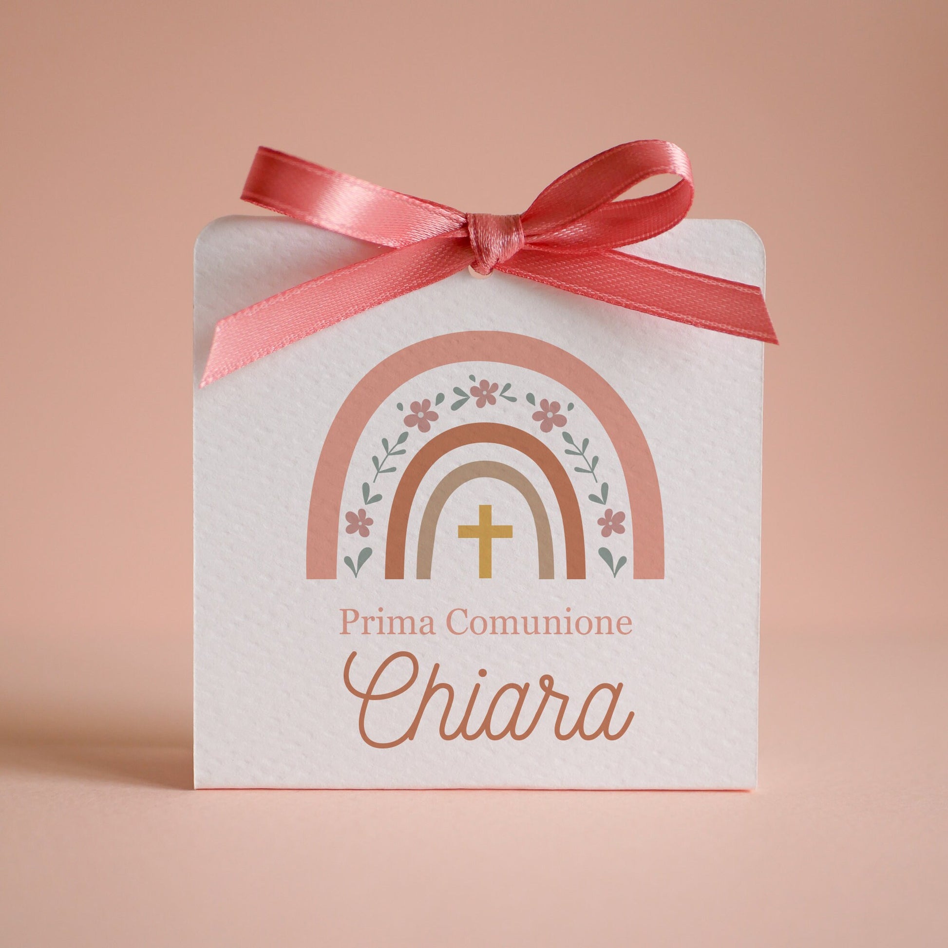 Scatolina Prima Comunione arcobaleno, Comunione bambina, scatolina porta confetti Cresima, bomboniera Battesimo bambino con arcobaleno