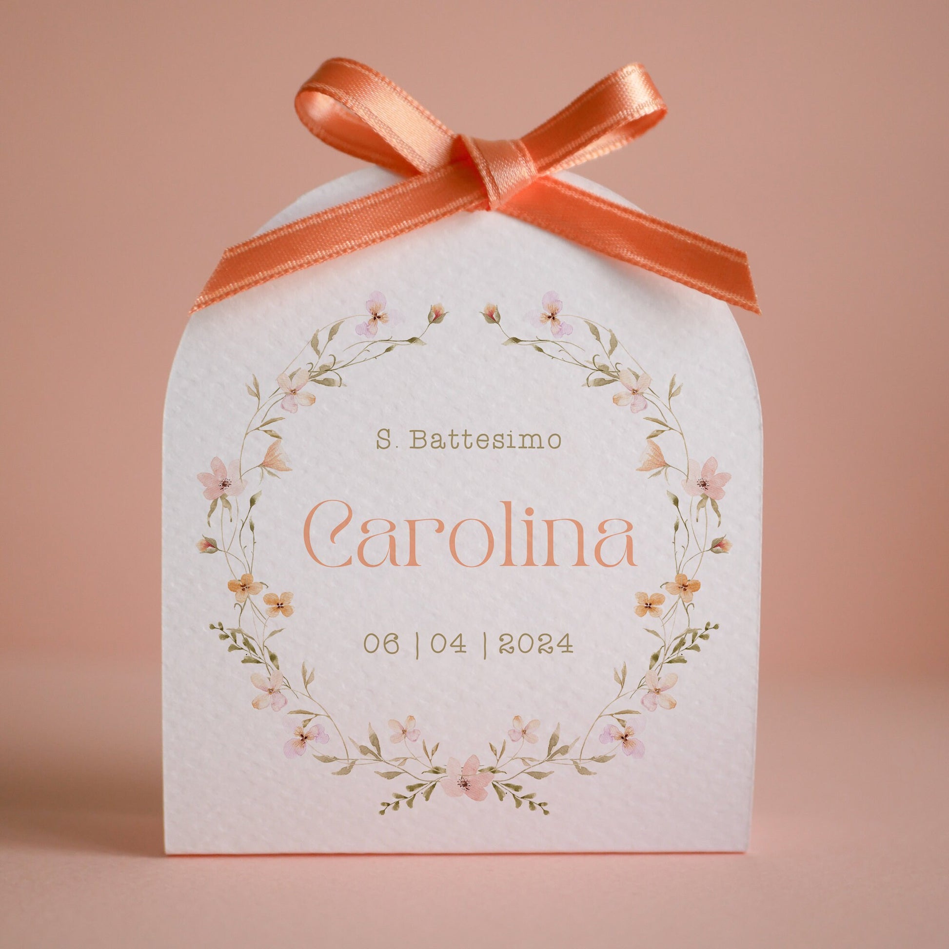 Scatolina battesimo bambina floreale, scatolina porta confetti nascita, bomboniera Prima Comunione bambina