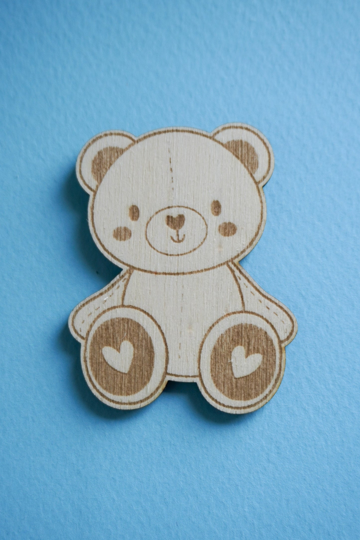 Segnaposto in legno con orsetto, Calamita orsacchiotto in legno con segnalibro per Battesimo bambino e bambina