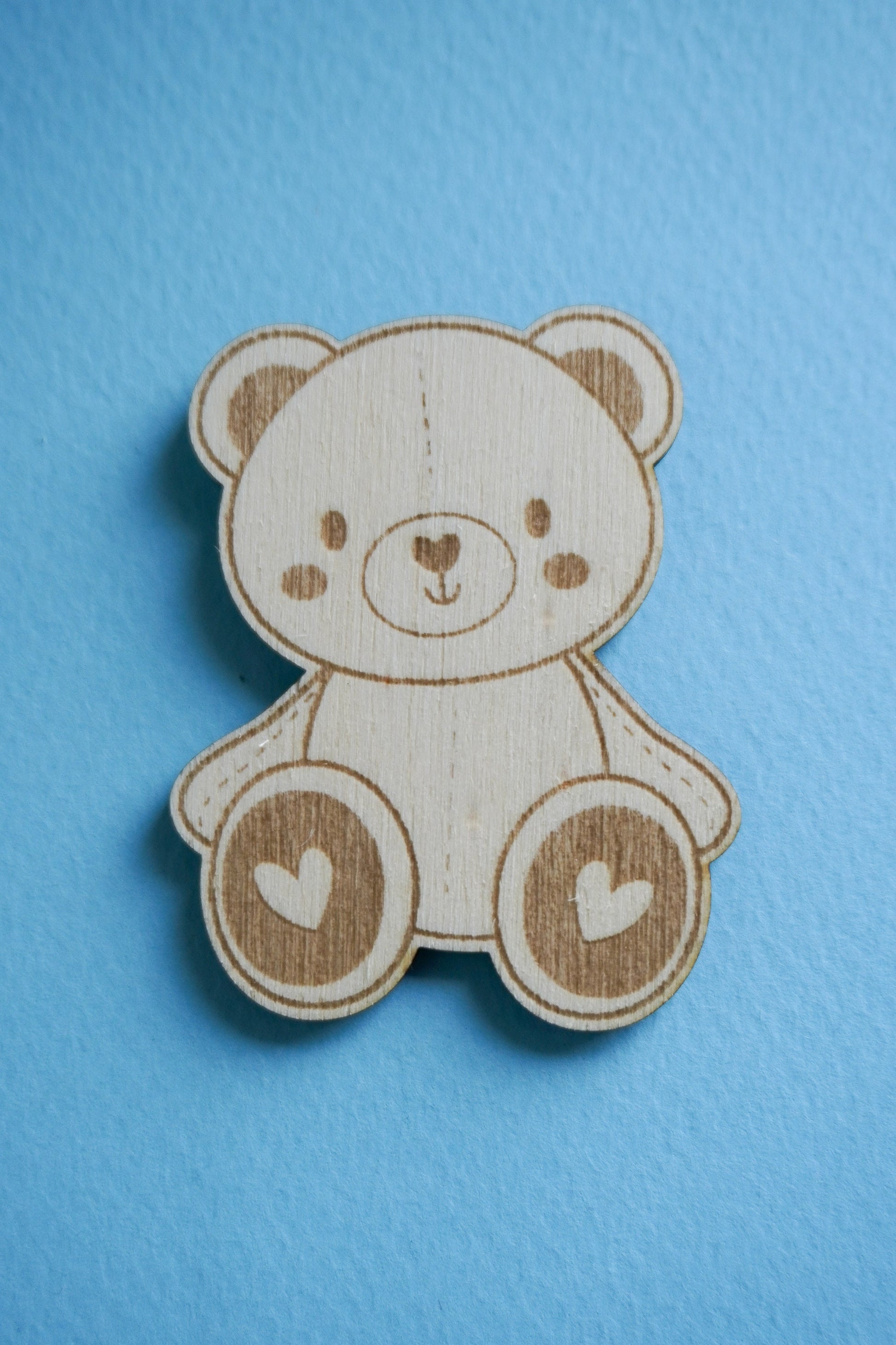 Segnaposto in legno con orsetto, Calamita orsacchiotto in legno con segnalibro per Battesimo bambino e bambina