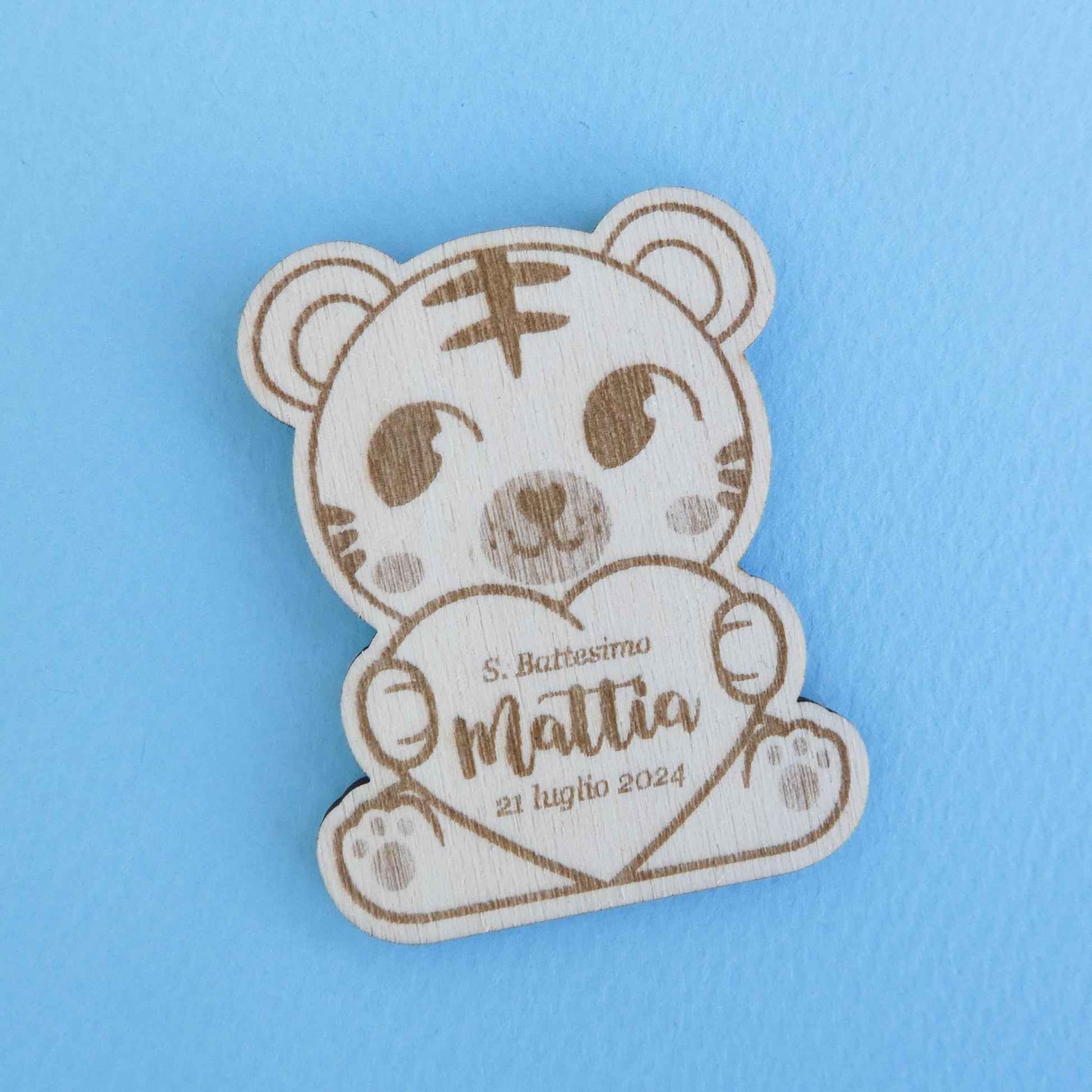 Calamita con tigre e frase personalizzata Battesimo bambino, regalo nascita Bambina a tema safari