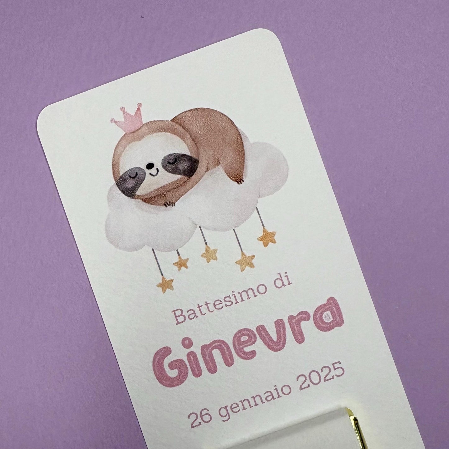Segnaposto Battesimo bambino con Bradipo su Nuvoletta, cioccolatino con bradipo bambina, Compleanno tema animali carini