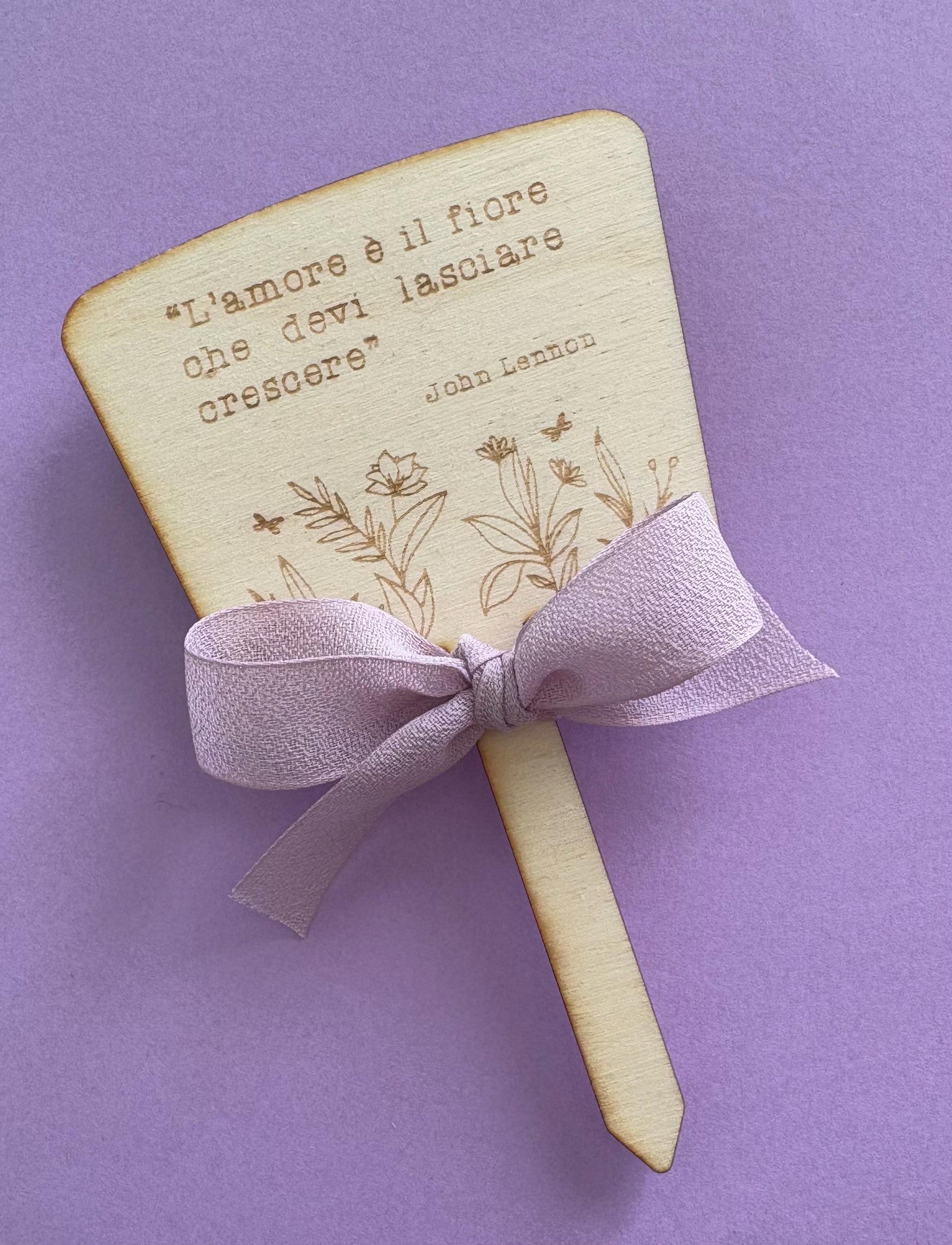 Bomboniera matrimonio in legno con semi piantabili, segnapianta floreale con frase personalizzata per matrimonio, Battesimo, Prima Comunione