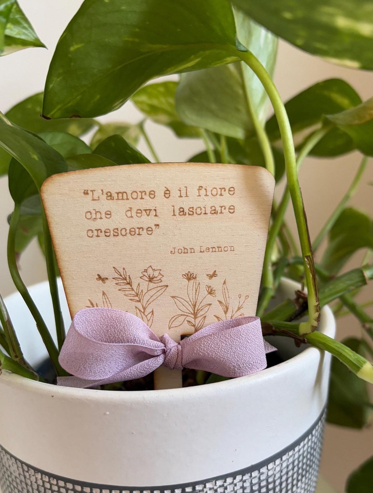Bomboniera matrimonio in legno con semi piantabili, segnapianta floreale con frase personalizzata per matrimonio, Battesimo, Prima Comunione