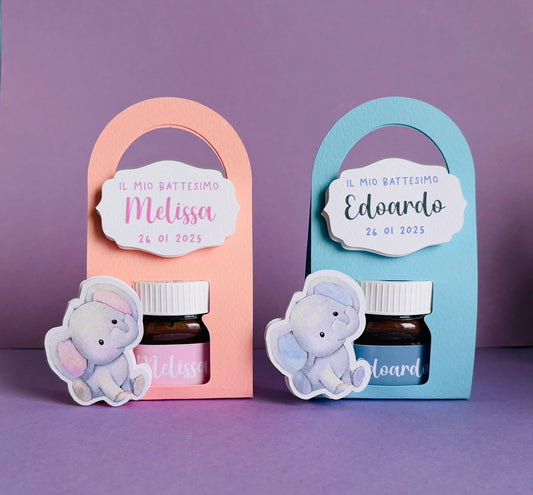 Nutelline personalizzate con bag per Battesimo bambina e compleanno bambino