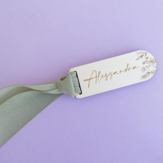 Segnaposto in legno per Matrimonio con nastro di chiffon, tag in legno, segnaposto floreale Prima Comunione, Battesimo bambina o bambino