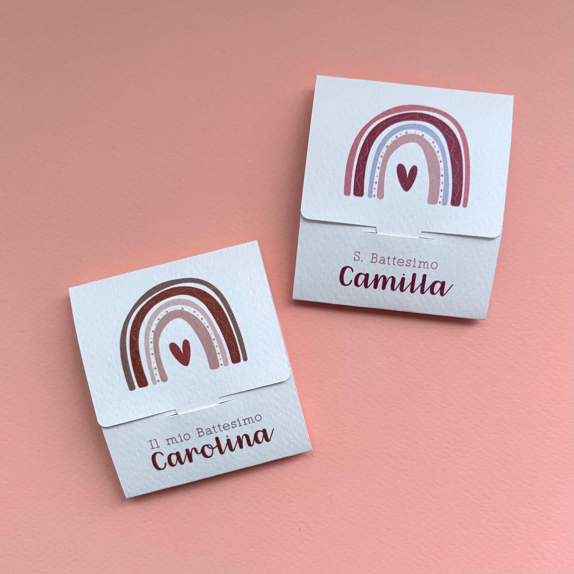 Segnaposto battesimo con semi piantabili, bomboniere arcobaleno, segnaposto tavola Comunione, bomboniera Cresima, omaggio in stile boho